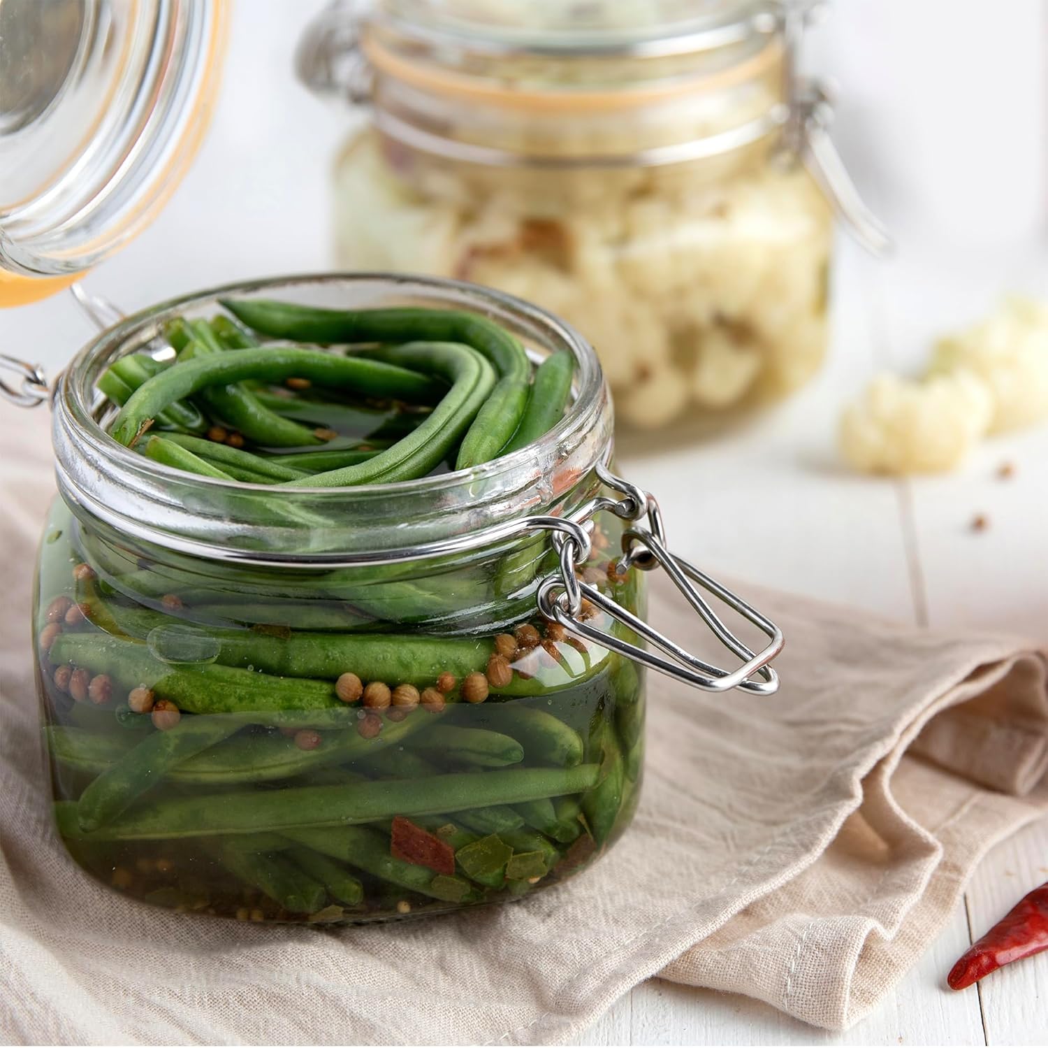 Galashield Tarros de vidrio con tapas, tarros de almacenamiento de alimentos con tapas herméticas a prueba de fugas, tarros de cocina juego de 2 a