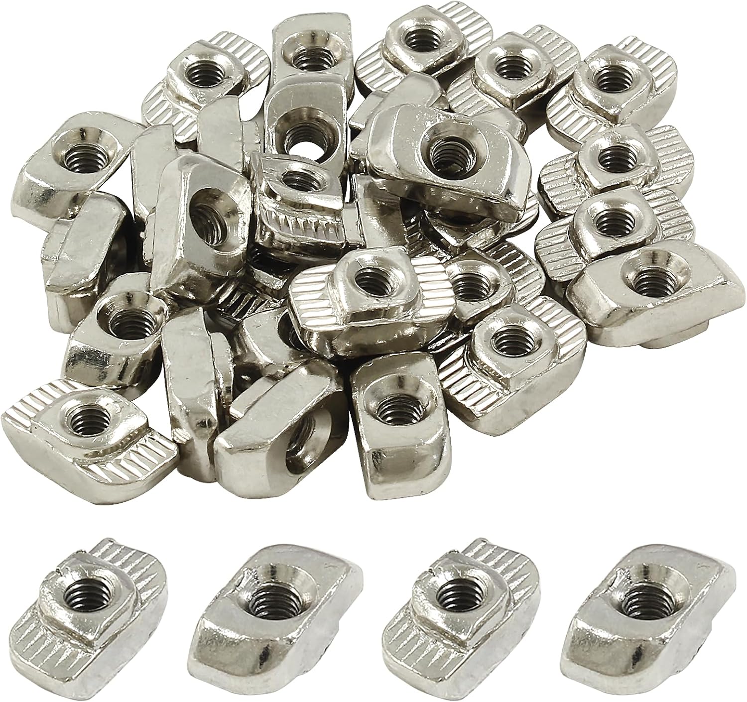 100 tuercas de acero al carbono de la serie 3030 T, M4 con ranura en T, cabeza de martillo, surtido de tuercas para perfil de aluminio