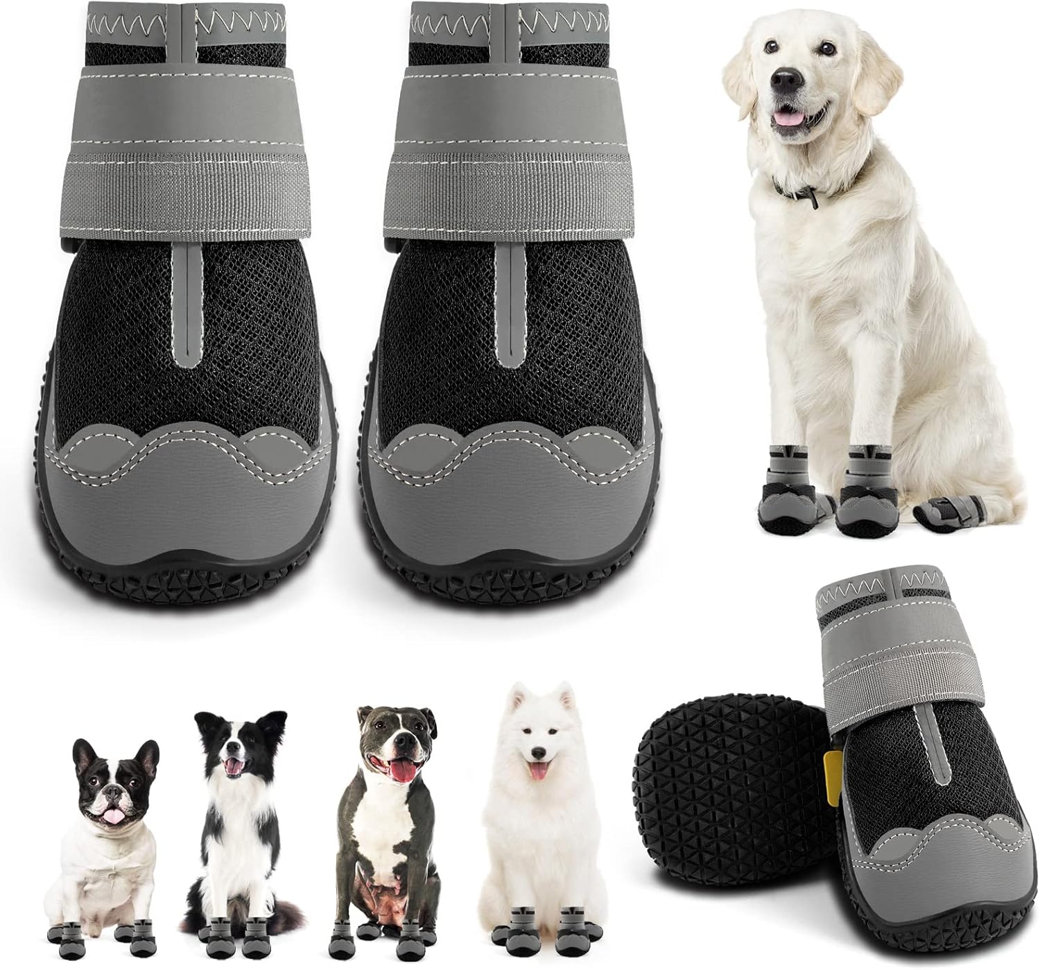 Zapatos para perros grandes, botas de perro medianas y protectores de patas para suelos de madera dura, botines para perros al aire libre para