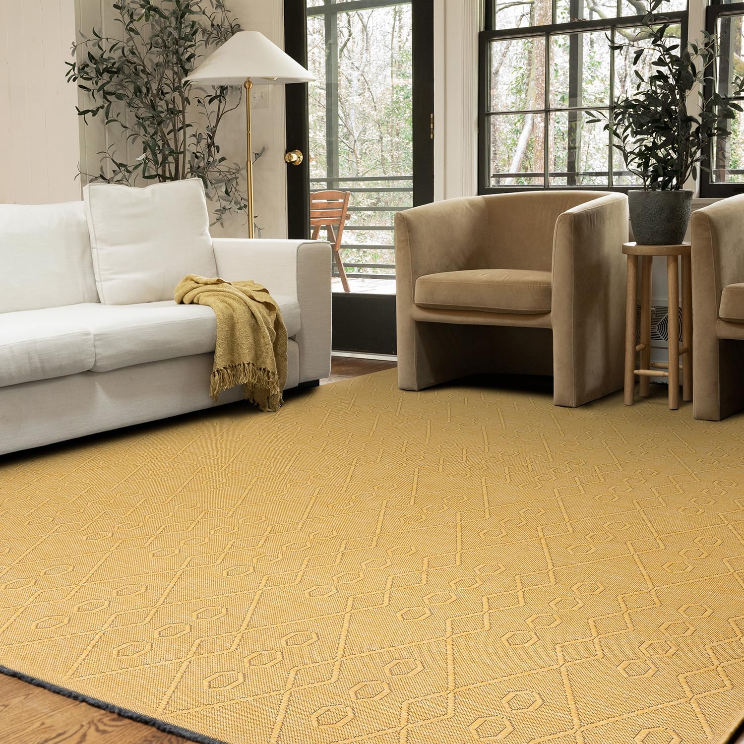 Alfombra de pasillo lavable a máquina y antideslizante de 2 x 8 pies para pasillo, entrada, cocina  70% algodón, dorado 2 pies 3 pulgadas x 7 pies 7