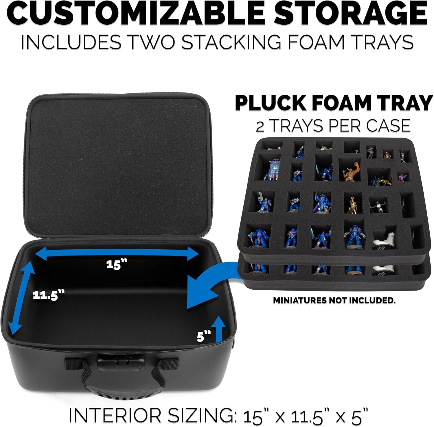 CASEMATIX Estuche de transporte en miniatura con bloqueo programable  Estuche de almacenamiento en miniatura totalmente personalizable con dos