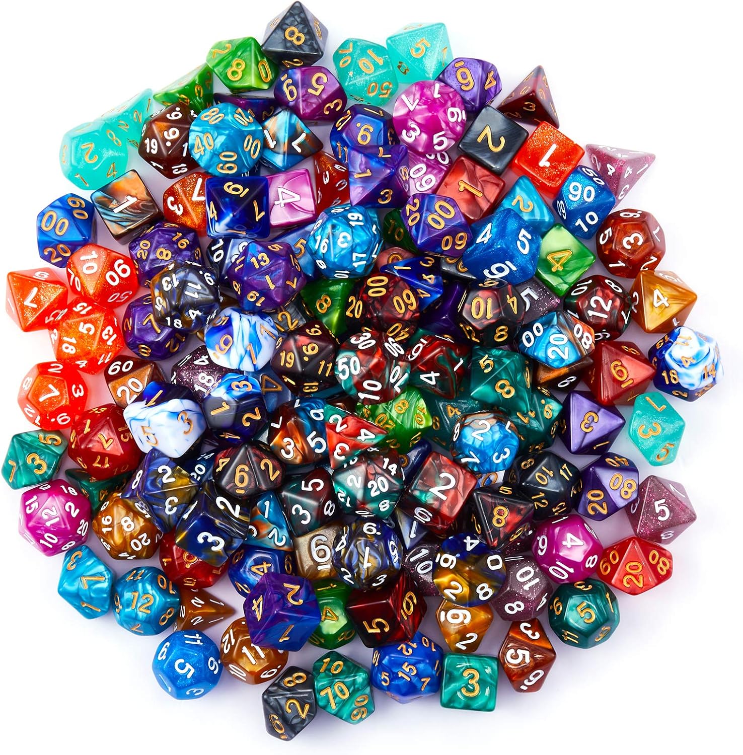 DND – Juego de dados poliédricos de 20 x 7 pulgadas (140 piezas) de dos colores para Dungeons and Dragons DND RPG MTG, juego de mesa de 20 colores