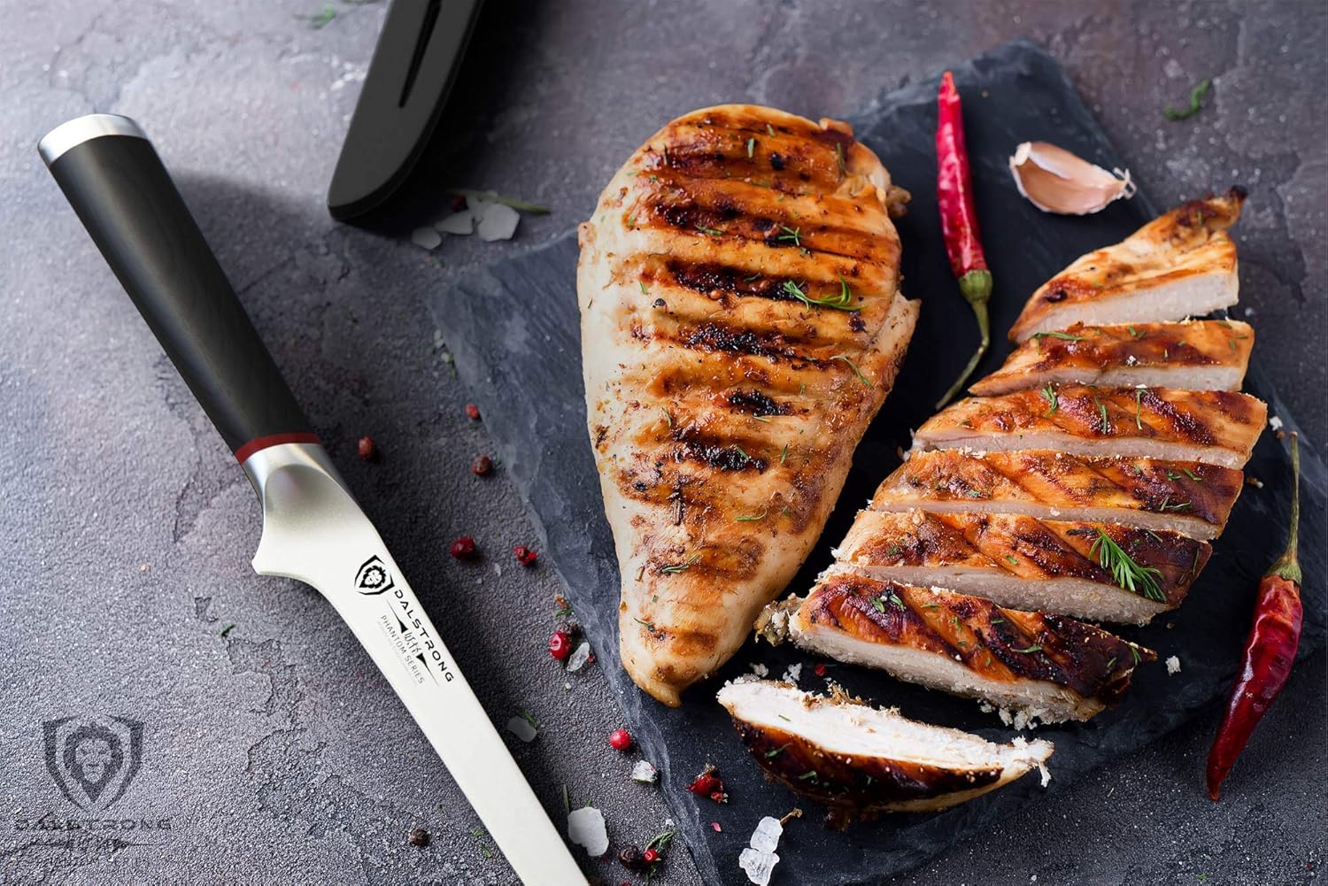 Dalstrong – Phantom Series – Alto carbono japonés – Acero AUS8 – Funda, Acero japonés de alto carbono, AUS8, sin dudas, 13-15, refrigerado por