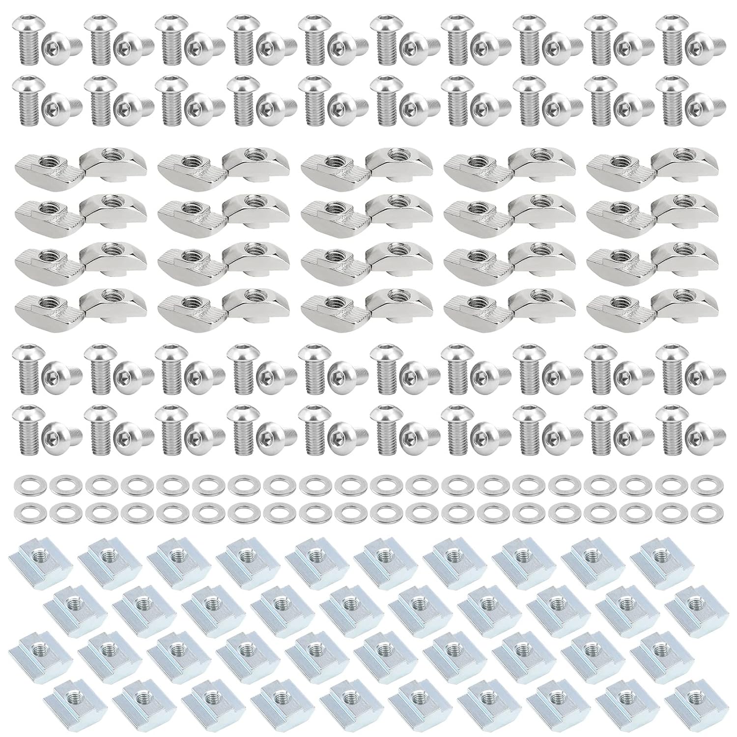 Kits de tuercas y tornillos de ranura en T para perfil de extrusión de aluminio de la serie 2020, kit de tuercas de tornillo de ranura de 0.236 in,