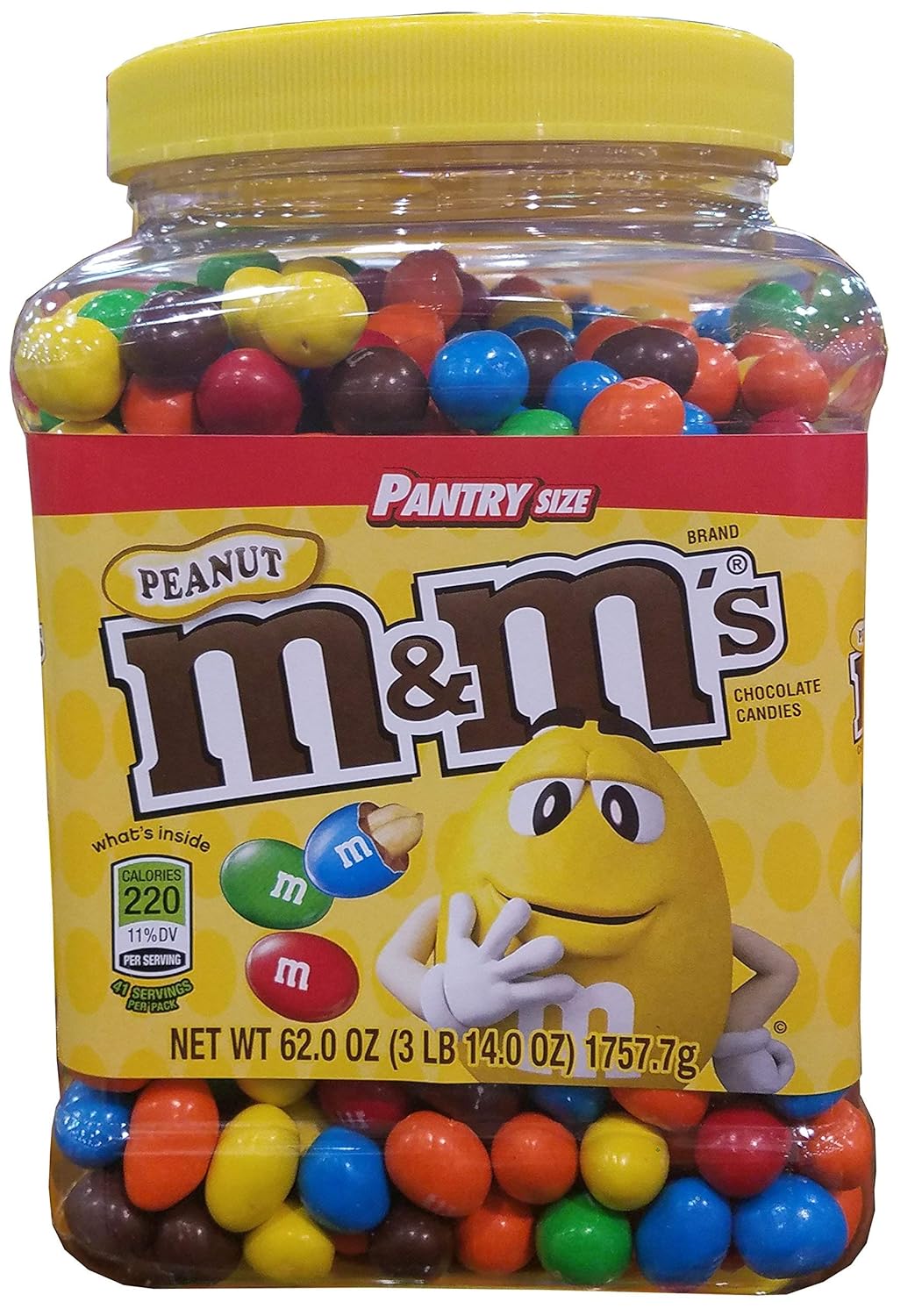 M&M’s Tarro de cacahuetes tamaño despensa, 62 onzas (paquete de 6)