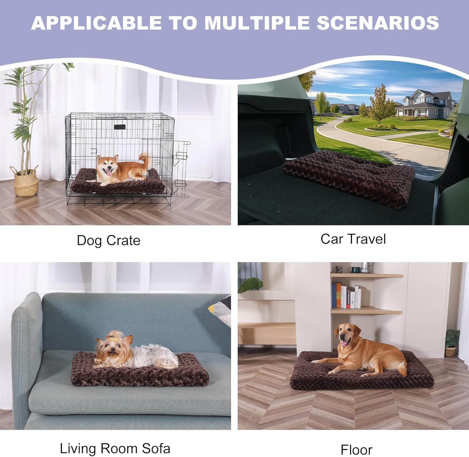 Cama de felpa para perros, cama lavable para perros XL, almohadilla mullida y cómoda con parte inferior antideslizante para un sueño cómodo, 41 x 27