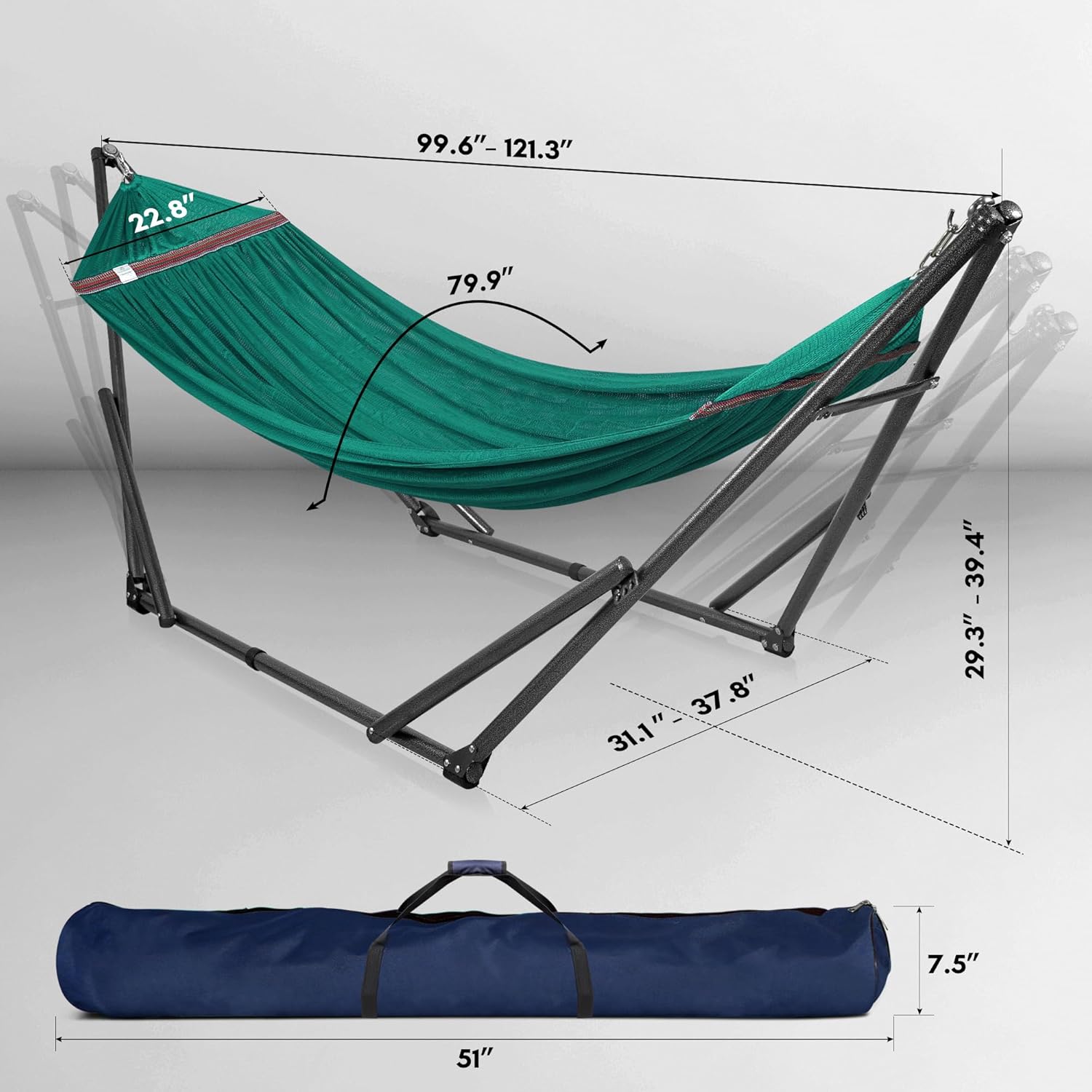 Tranquillo Hamaca doble con soporte incluido para 2 personassoporte plegable para hamaca de 600 libras de capacidad, estuche portátil – Interior,