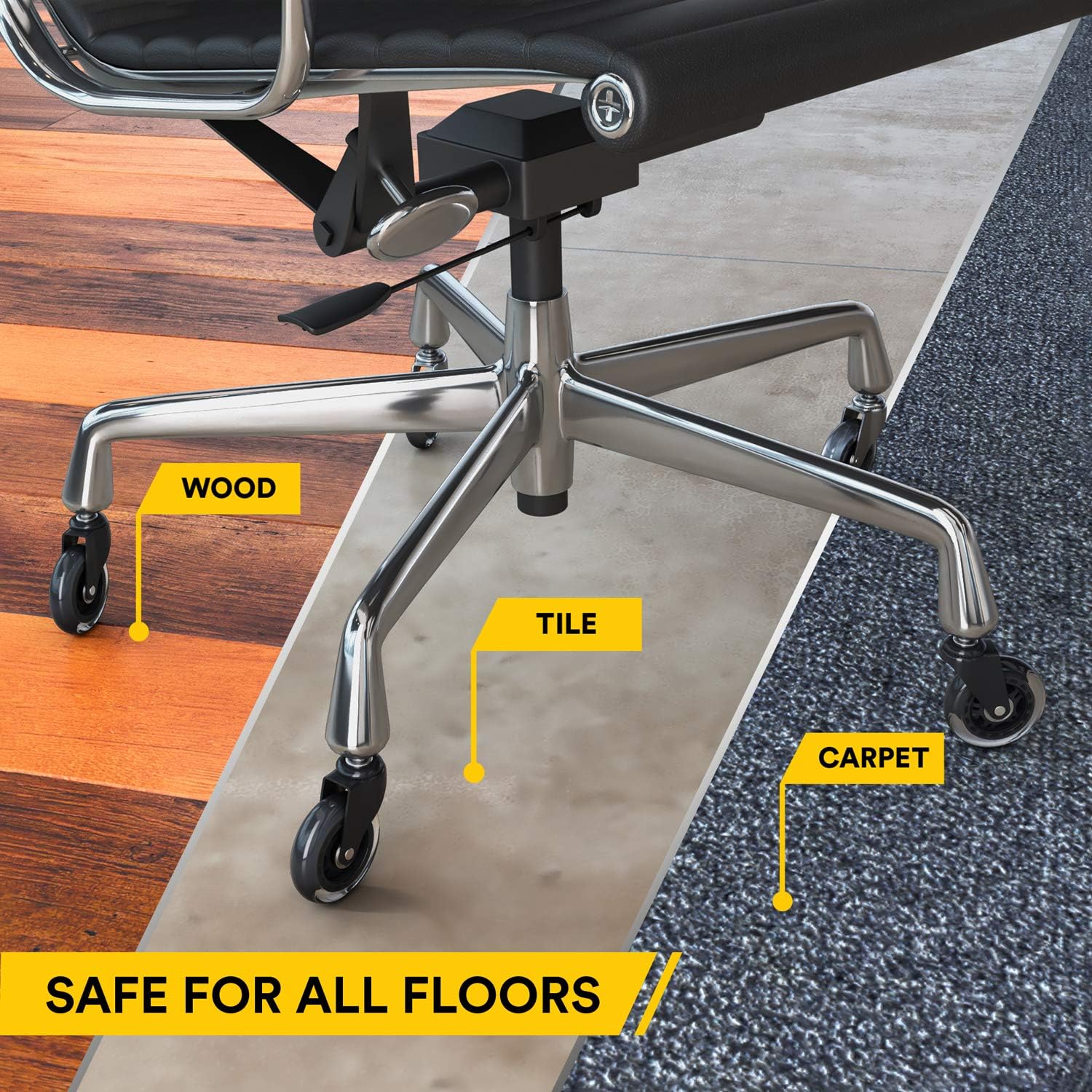 Ruedas para silla de oficina solo para sillas IKEA  Ruedas de goma suave para silla de computadora protegen tus suelos de madera mejor que cualquier