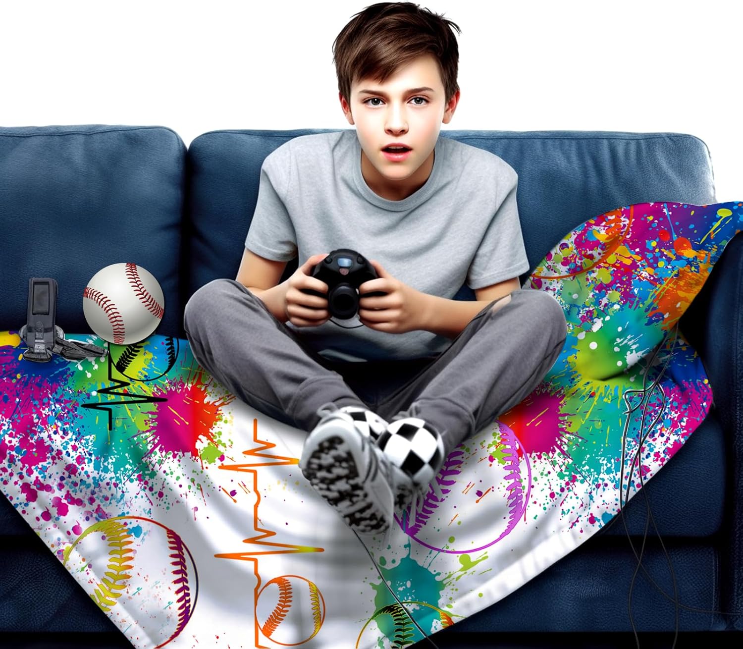 TOHTWAG Manta de béisbol ligera acogedora para fútbol, sala de estar, dormitorio, para niños, niñas y adultos, regalos de 50 x 40 pulgadas
