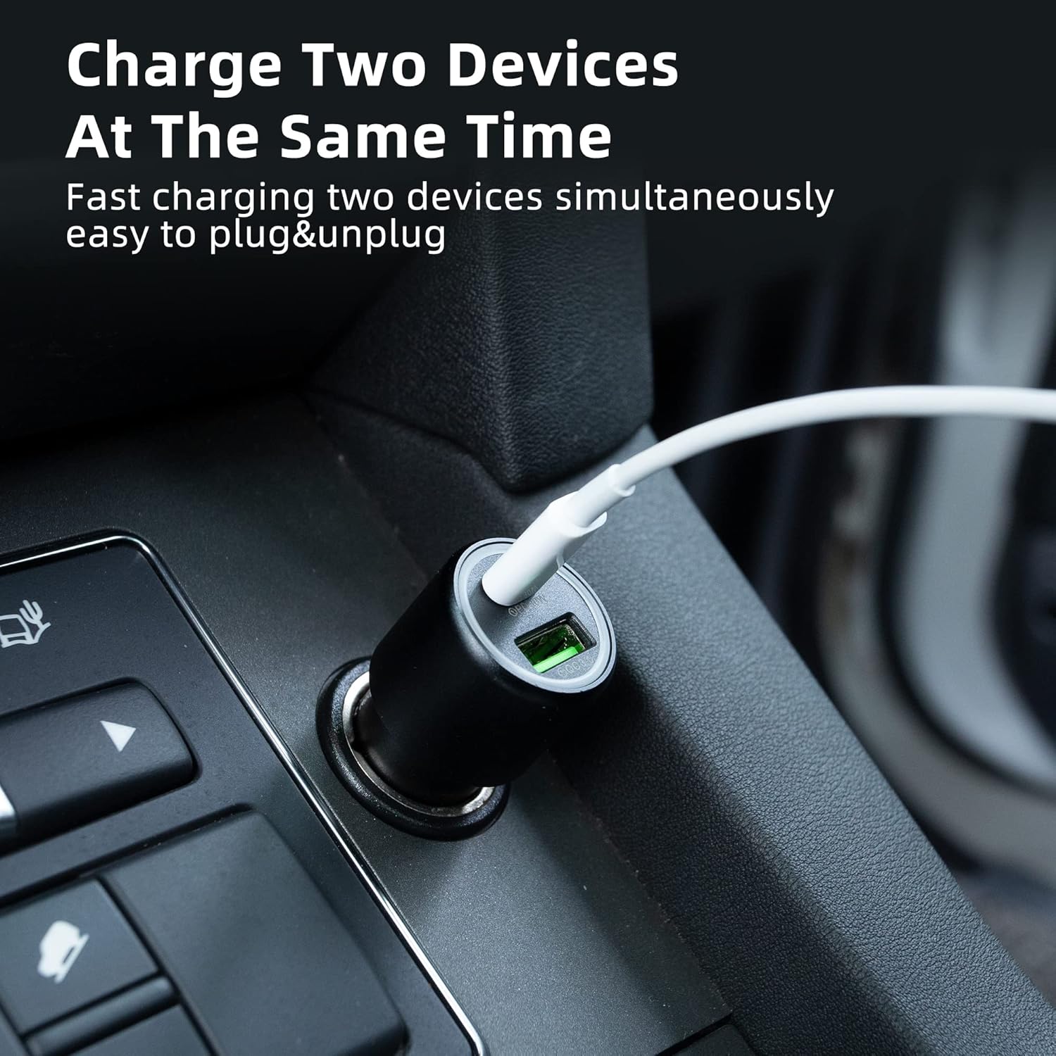 Wyssay Paquete de 1 cargador rápido de automóvil USB C de 48 W, adaptador de cargador de coche USB PD&QC 3.0 de doble puerto, cargadores de