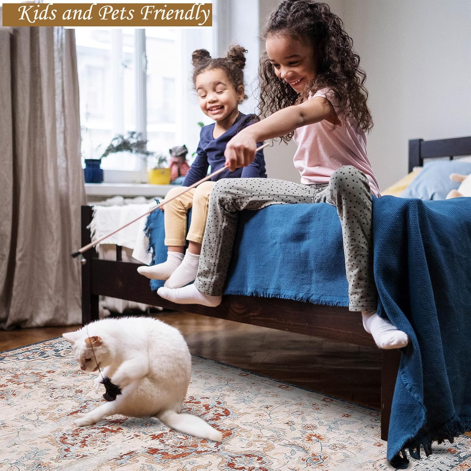 COZYLOOM Alfombra bohemia lavable de 5 x 7 pies, color rosa, alfombra tradicional para sala de estar, dormitorio, comedor y cocina, antideslizante,