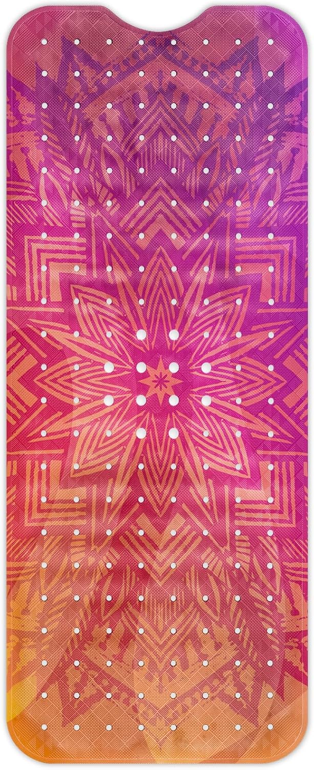Reetual Alfombra de baño antideslizante para baño. Alfombra de baño colorida única. Alfombra de baño extra larga de 40 x 16 pulgadas para bañera con