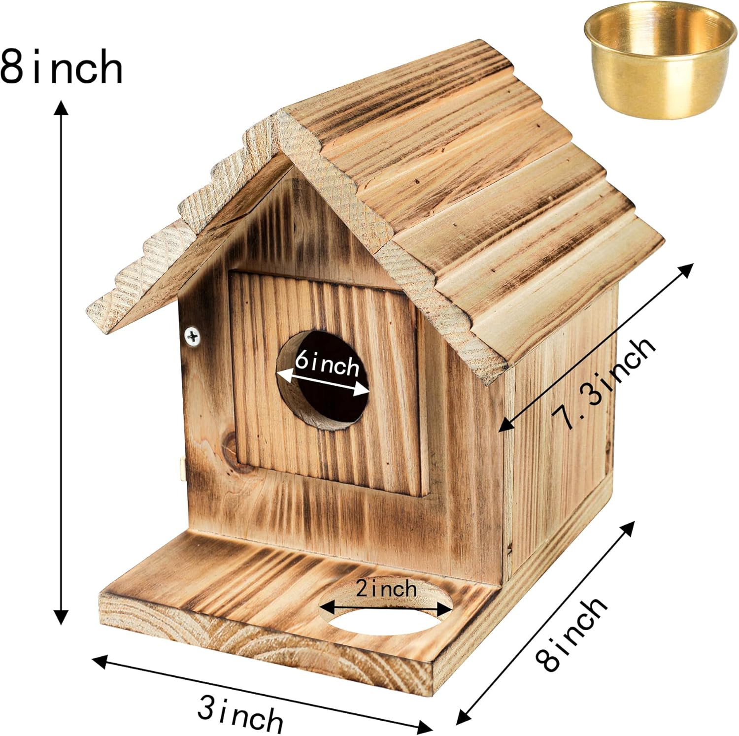 Casa para pájaros para exteriores, casa de pájaros azules de madera con protector de depredadores, caja de anidación de pájaros silvestres,