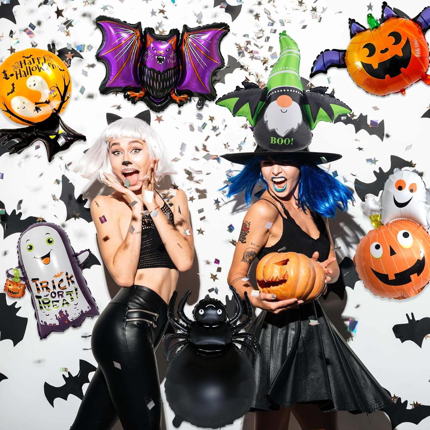 Globos de aluminio de Halloween, globos de helio de aluminio 3D para Halloween, fantasma, araña, árbol de murciélago, calabaza, globos de Halloween