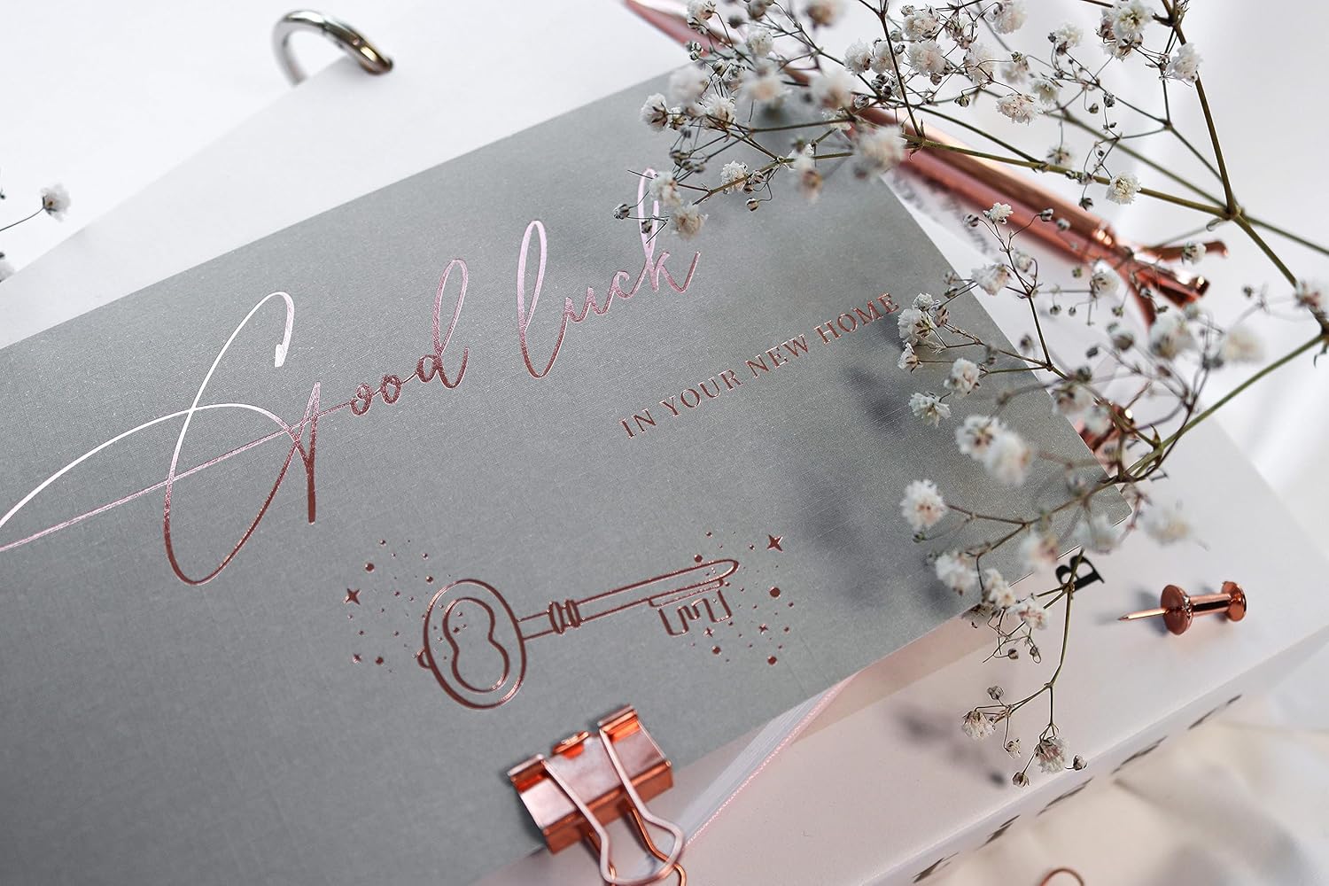 Jolicoon Nueva tarjeta de casa con sobre y sello de cera – Buena suerte en tu nueva tarjeta de casa – Tarjeta de feliz casa nueva