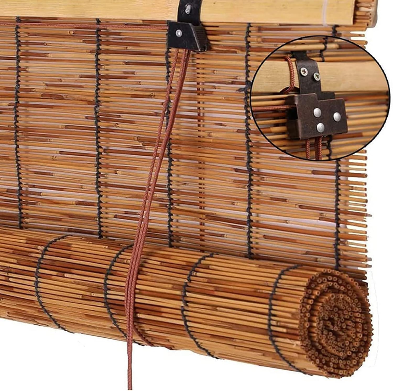 Persianas enrollables para exteriores, cortinas enrollables de bambú, cortinas romanas con elevador, protección solar, cortina enrollable para