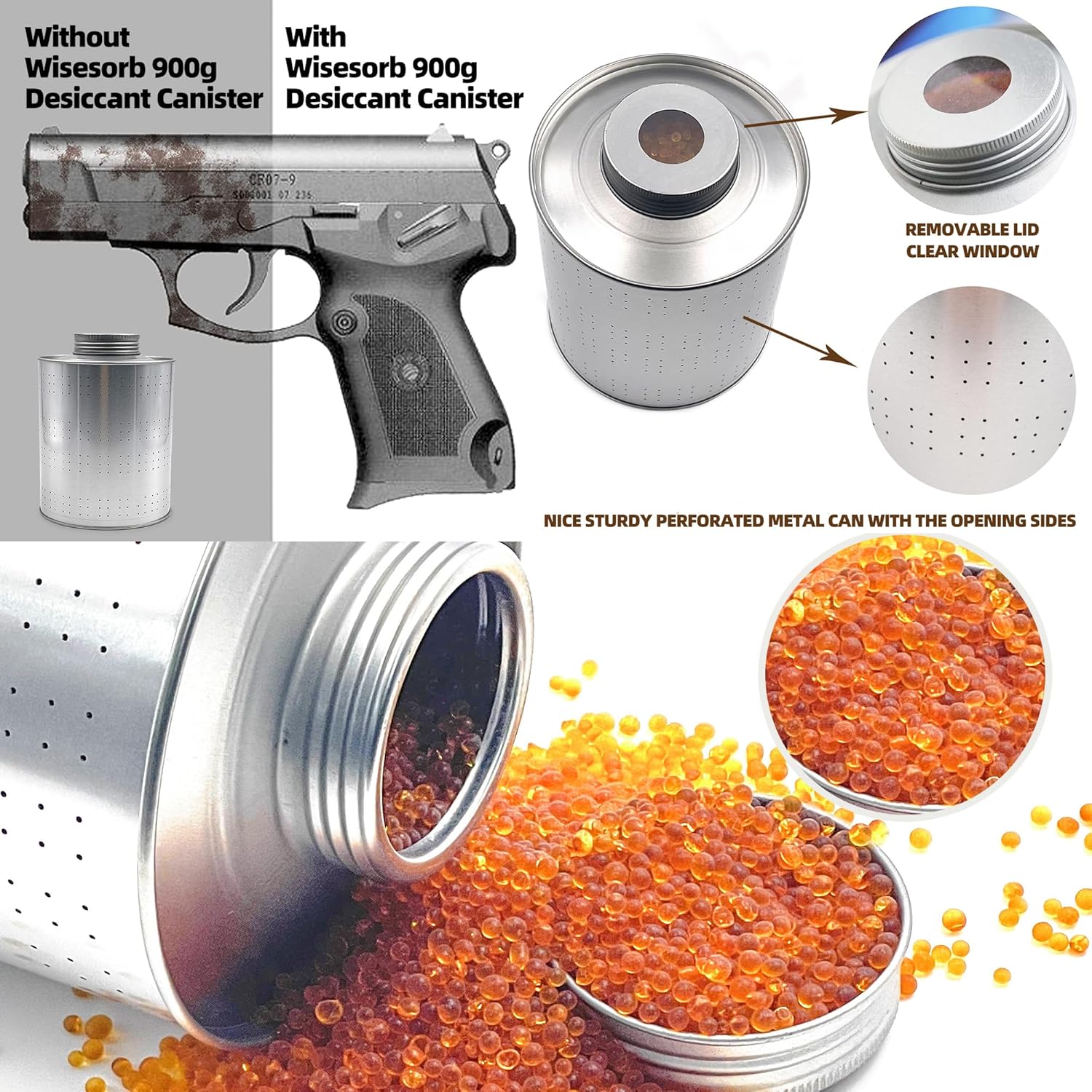 Paquete de 4 deshumidificadores de 31.75 oz para el hogar, deshumidificador recargable seguro para pistolas, accesorios seguros para armas de 2