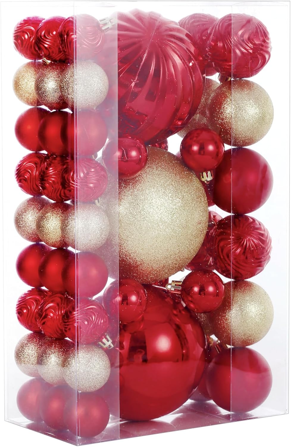 Adornos de bola de Navidad para decoraciones de Navidad, 50 piezas extra grandes para árbol de Navidad, adornos inastillables, rojo y dorado (combo