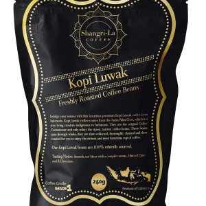 Shangri-La Coffee – Café Wild Kopi Luwak – De origen sostenible (de Indonesia) – Granos enteros y granos molidos en varios pesos disponibles Shangri-La Coffee – Café Wild Kopi Luwak – De origen sostenible (de Indonesia) – Granos enteros y granos molidos en varios pesos disponibles