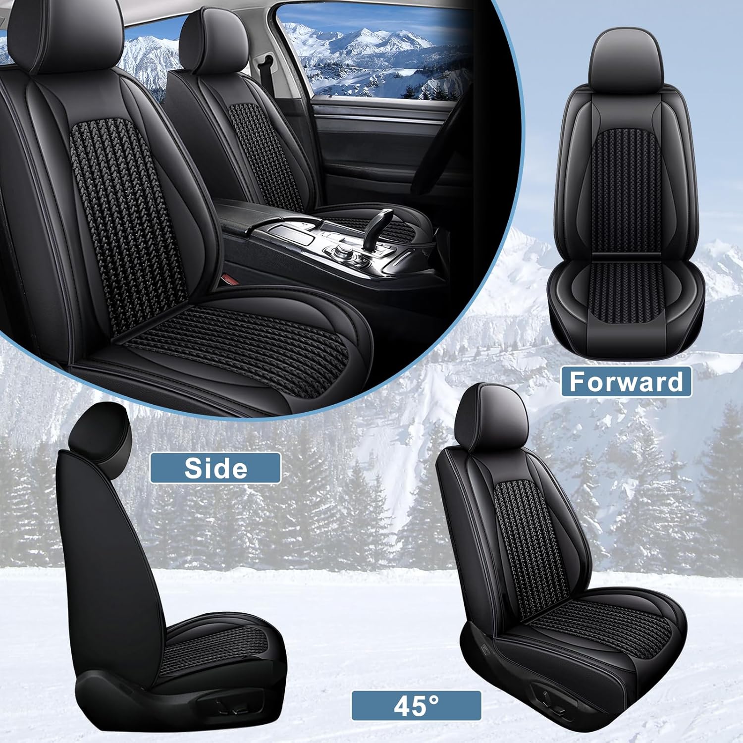 TTX LIGHTING 2 fundas de asiento delantero de automóvil para Ford Maverick 2022 2023 2024 de piel de seda de hielo, transpirable, impermeable, para