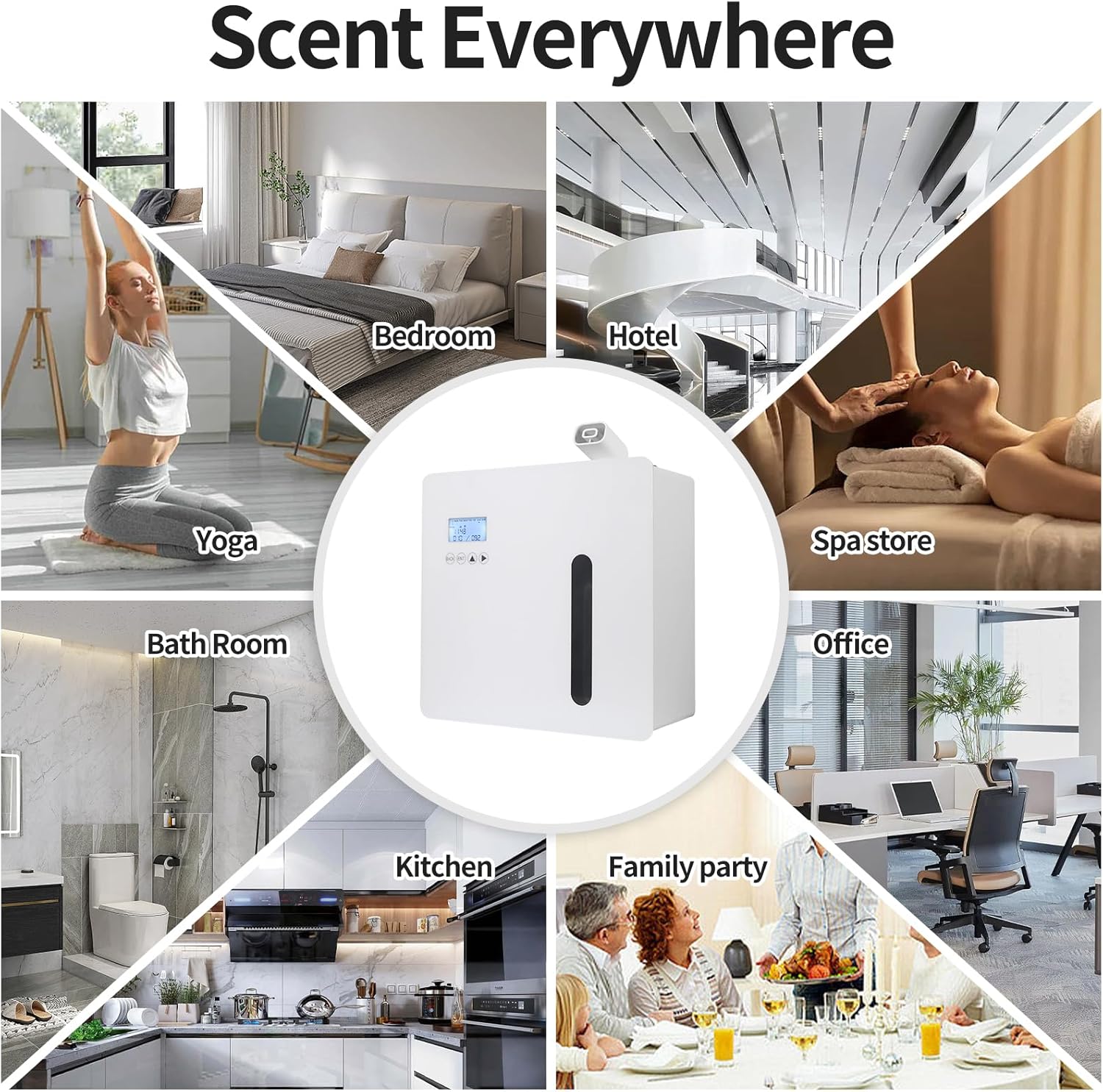 Máquina de aire inteligente de aroma para el hogar, difusor de aroma HVAC de chapa para aceites esenciales con sistema de difusión de aire frío,