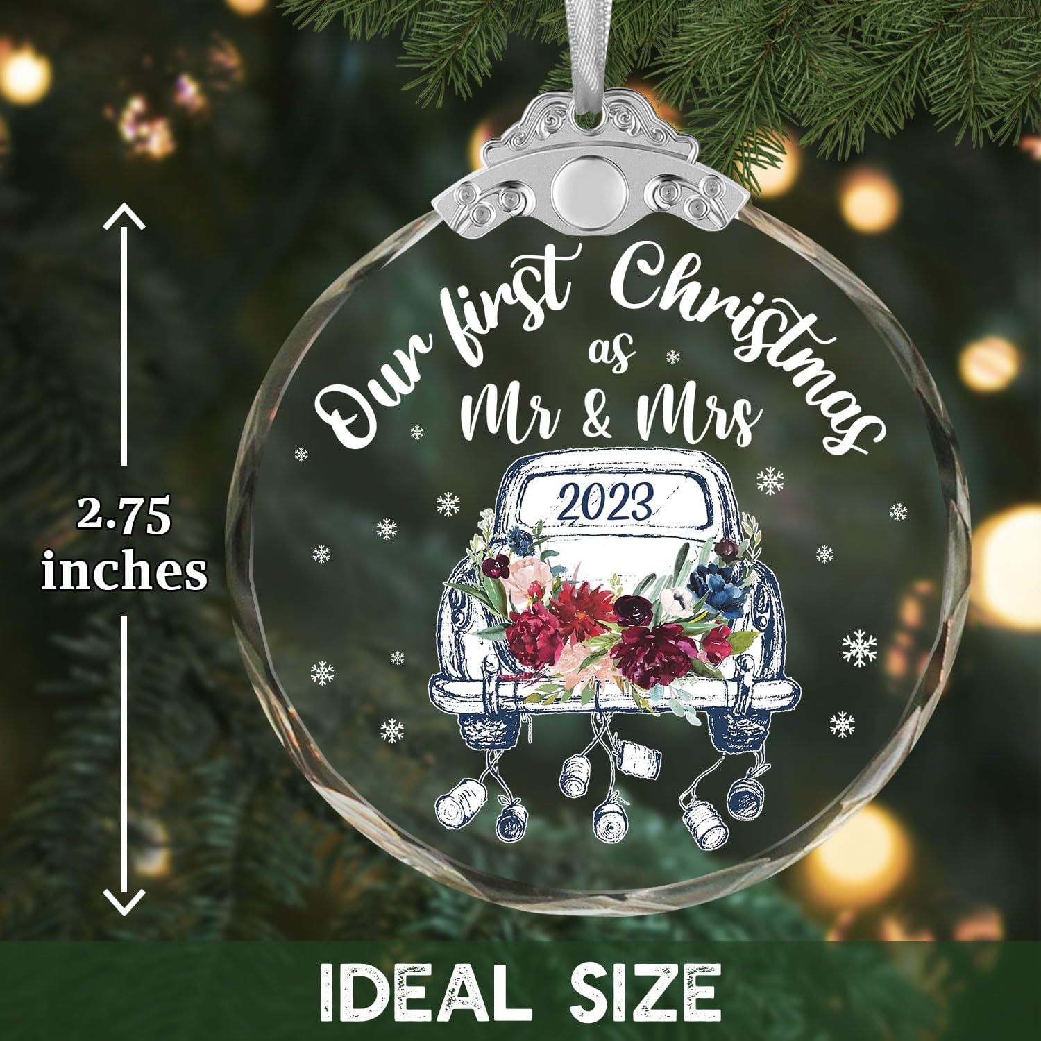 Adorno de matrimonio de nuestra primera Navidad 2023, nuestra primera Navidad como el señor y la señora 2023, regalos de boda para parejas, regalos