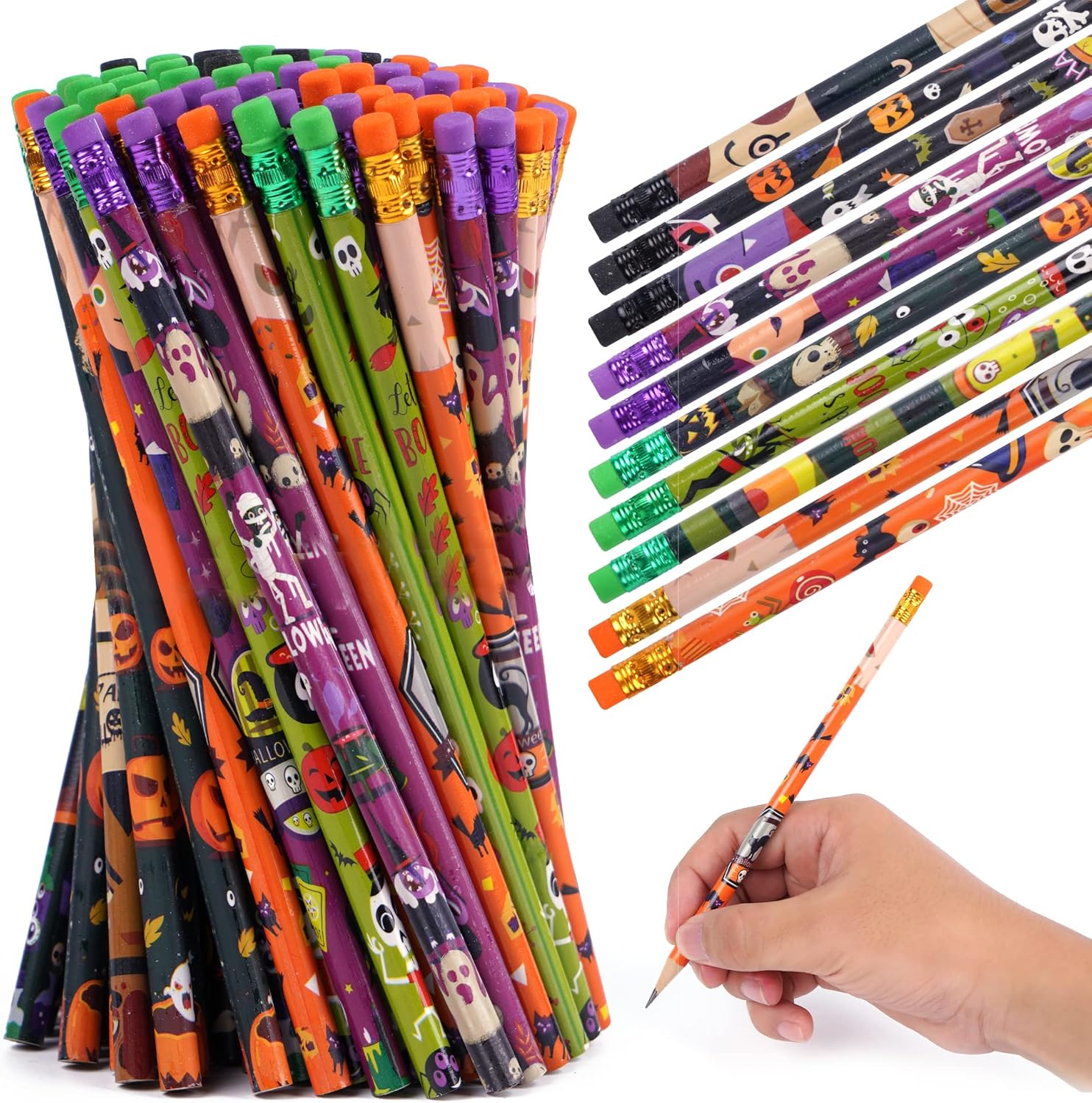 100 lápices de Halloween, lápices perfumados, lápices escolares, 10 estilos olorosos, lápices de colores con elementos de frutas para profesores,