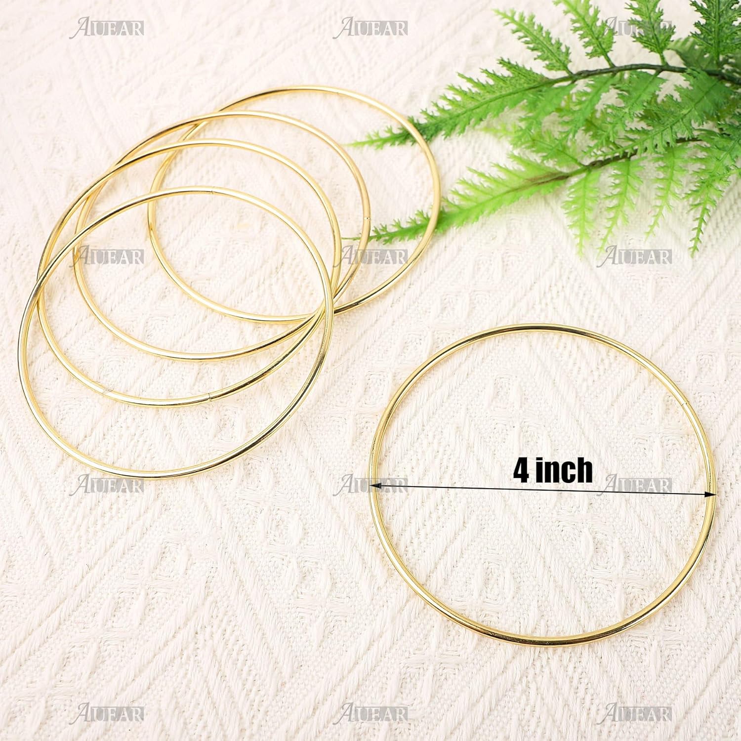 AUEAR, Paquete de 10 anillos de metal dorado de 4 pulgadas para atrapasueños de macramé para decoración de mesa