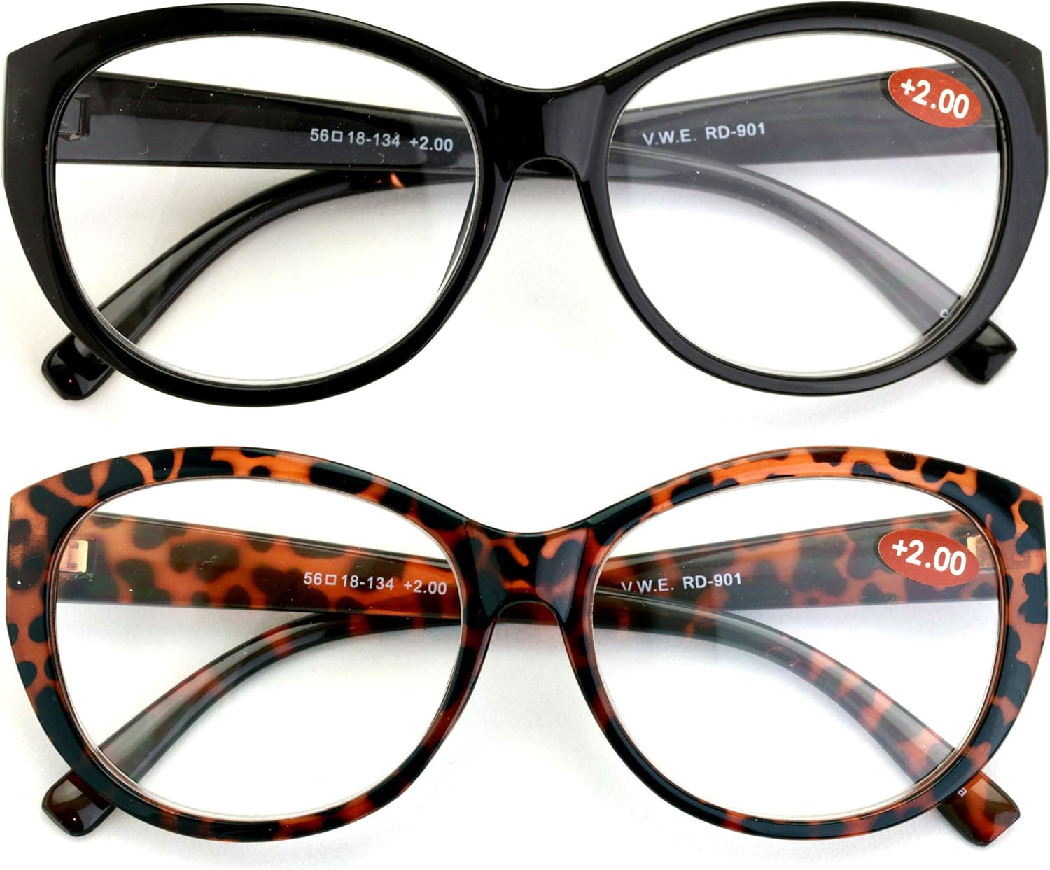 2 pares de anteojos de lectura de lujo para mujer, diseño de ojo de gato vintage Jackie ovalado