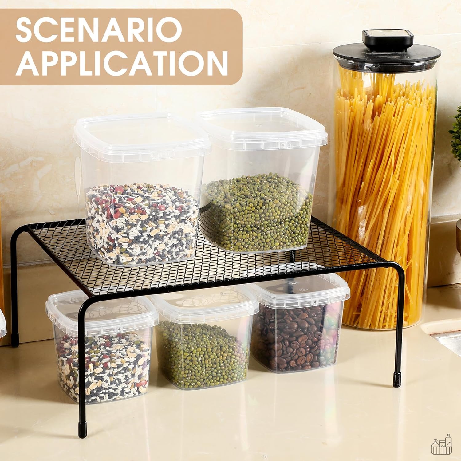 Organizador de estantes de malla para gabinetes de cocina, 13 x 9 pulgadas, estante de almacenamiento de acero, insertos de estante de alambre para