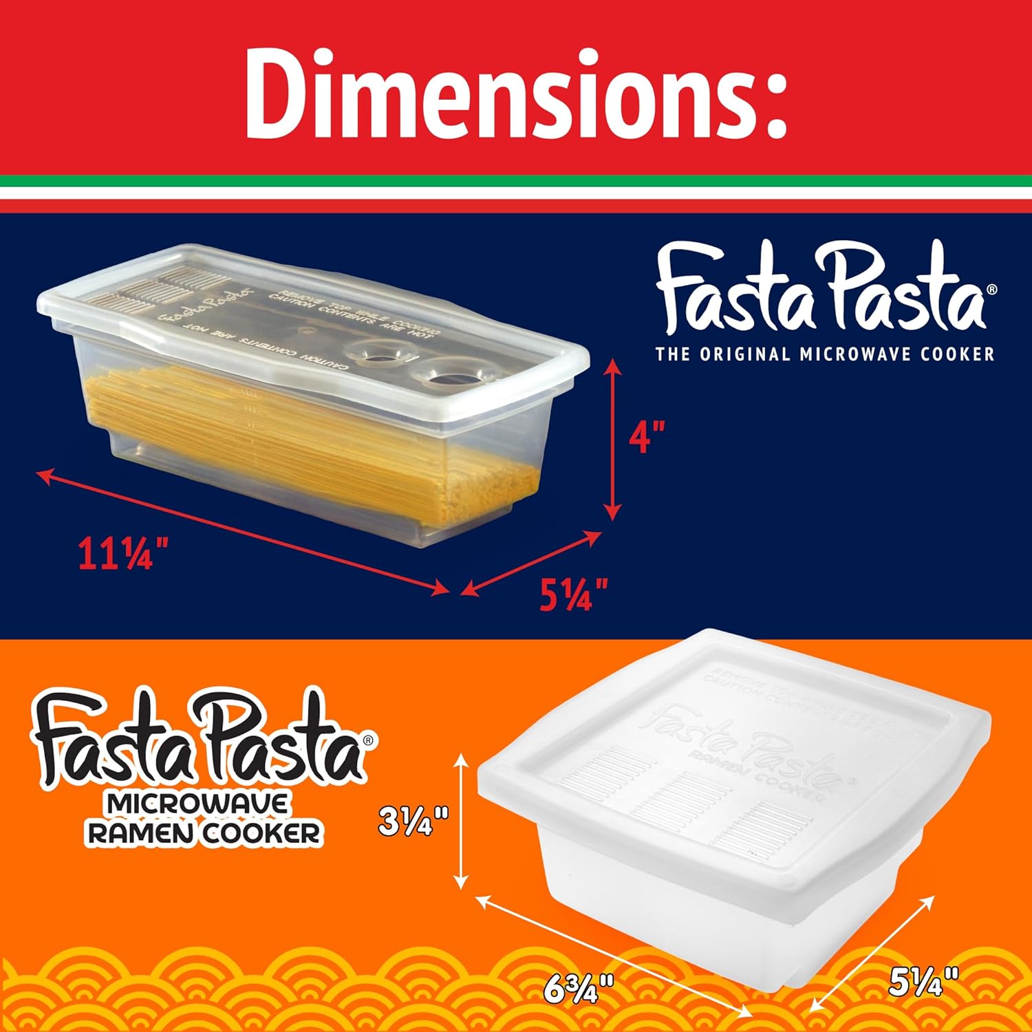 El paquete original de cocina Fasta Pasta para microondas y olla de ramen, cada uno con tapas de colador integradas, sin ensuciar, pegar, desbordar