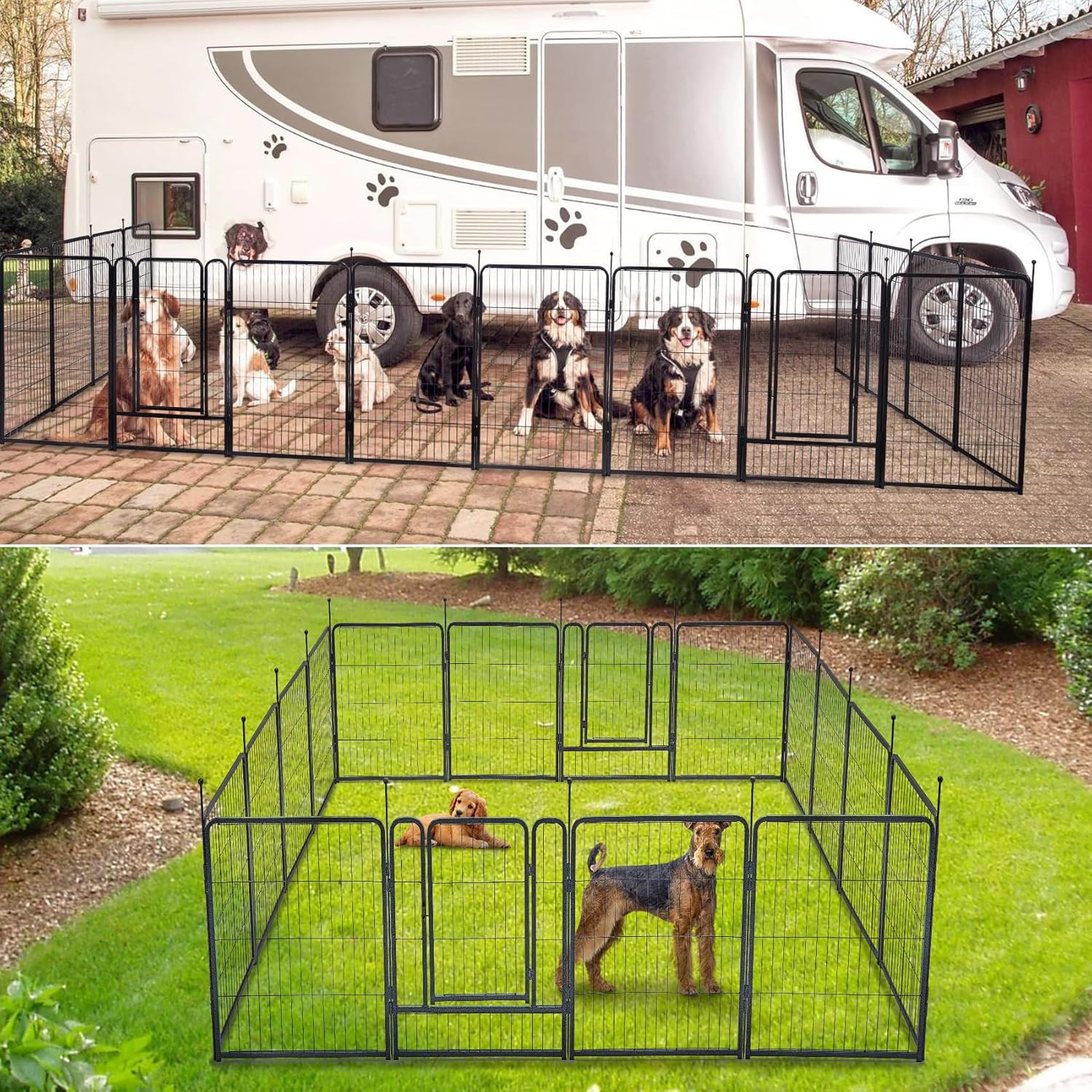 mestyl Corralito para perros, 32 pulgadas de altura, 16 paneles para exteriores, corralito de juego para perros grandes, medianos y pequeños,