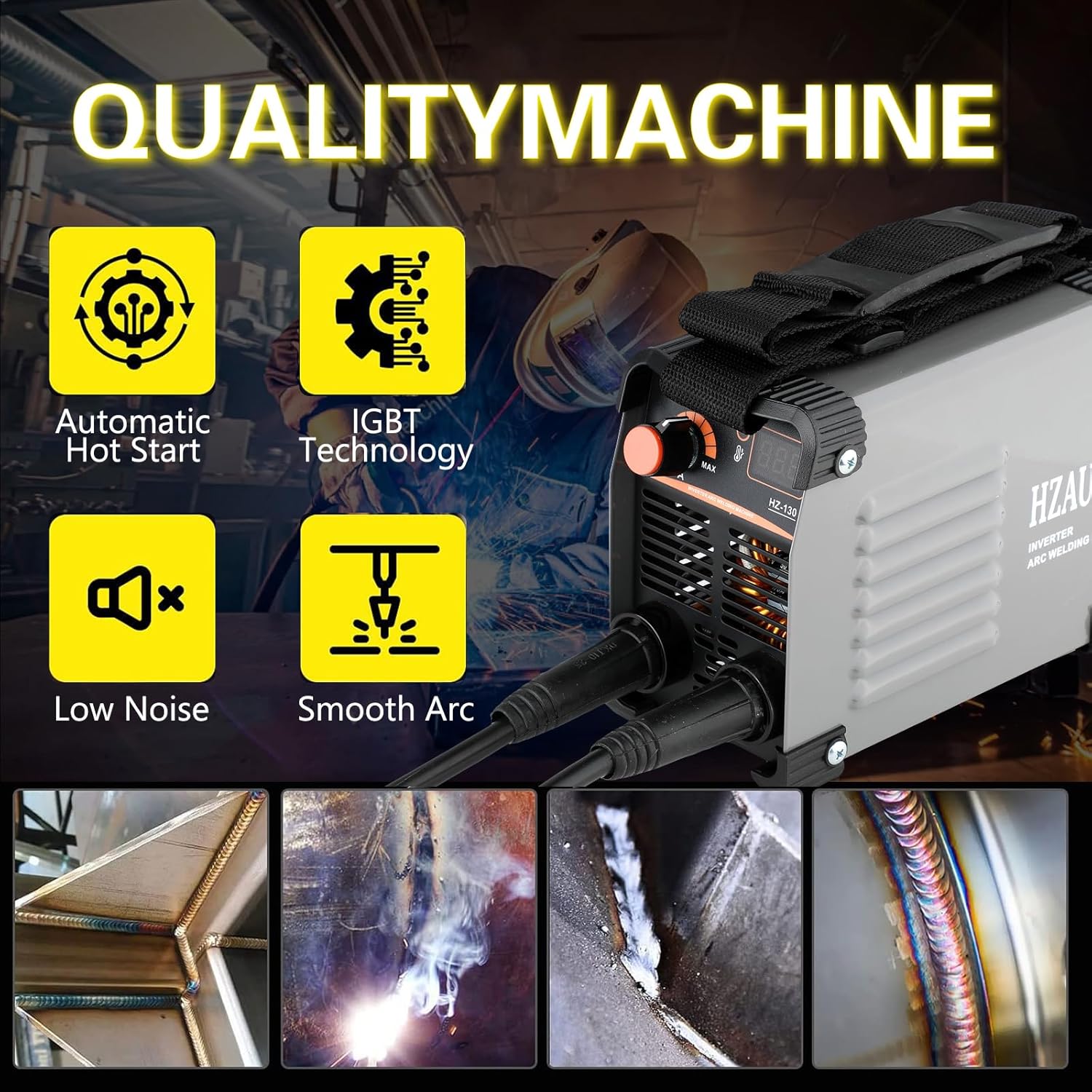 Mini máquina de soldadura  110V 130A ARC MMA soldador portátil con pantalla digital, inversor IGBT, soporte de electrodos y abrazadera de trabajo
