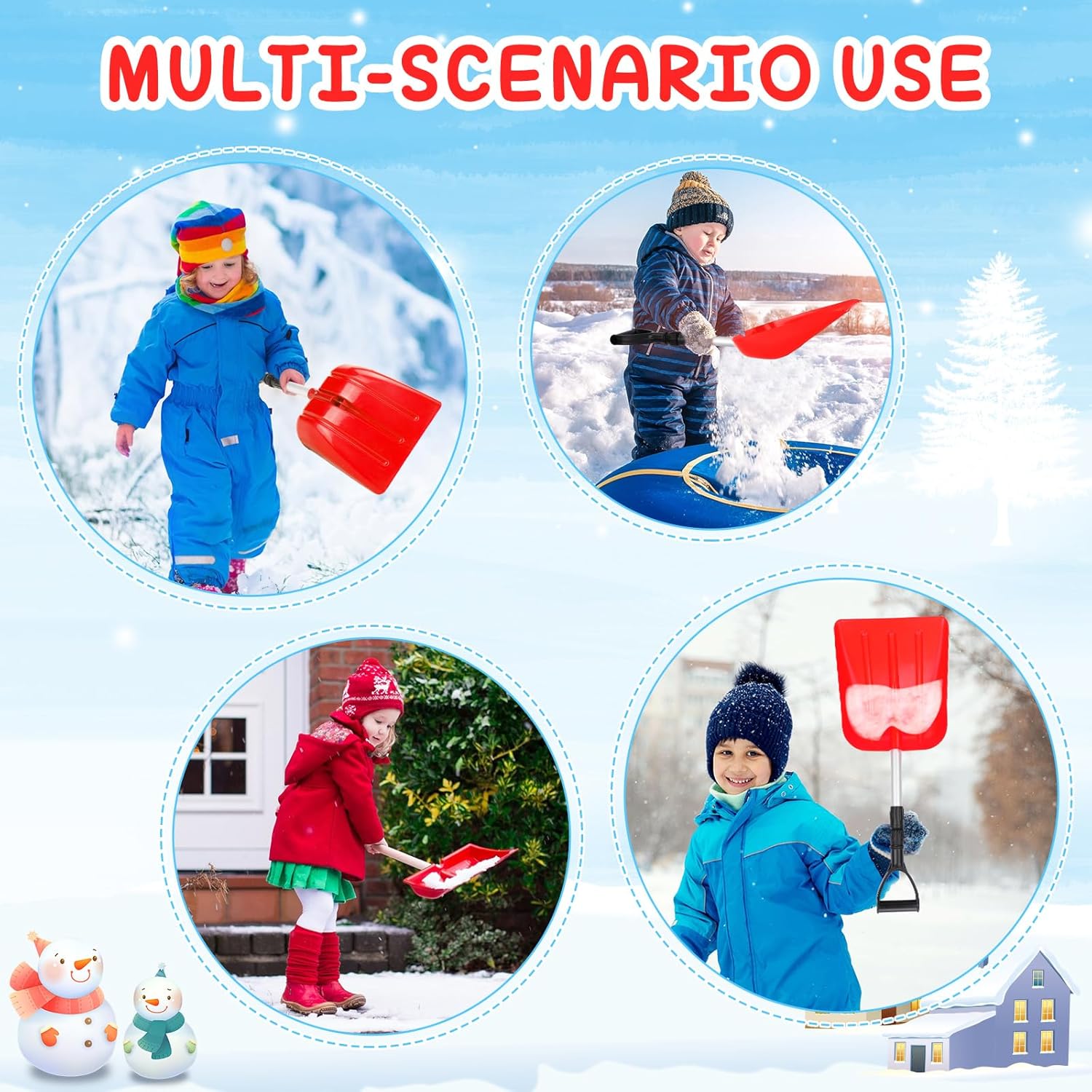 4 piezas de pala de nieve para niños, pala de plástico para excavar, palas de playa ligeras y portátiles para niños y niñas, hogar, patio, jardín,