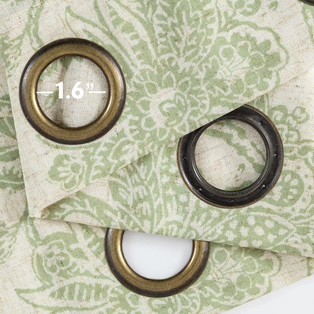 jinchan Cortinas de lino para sala de estar, cortinas con estampado de cachemira floral verde de 84 pulgadas de largo, cortinas Ikat filtrantes de