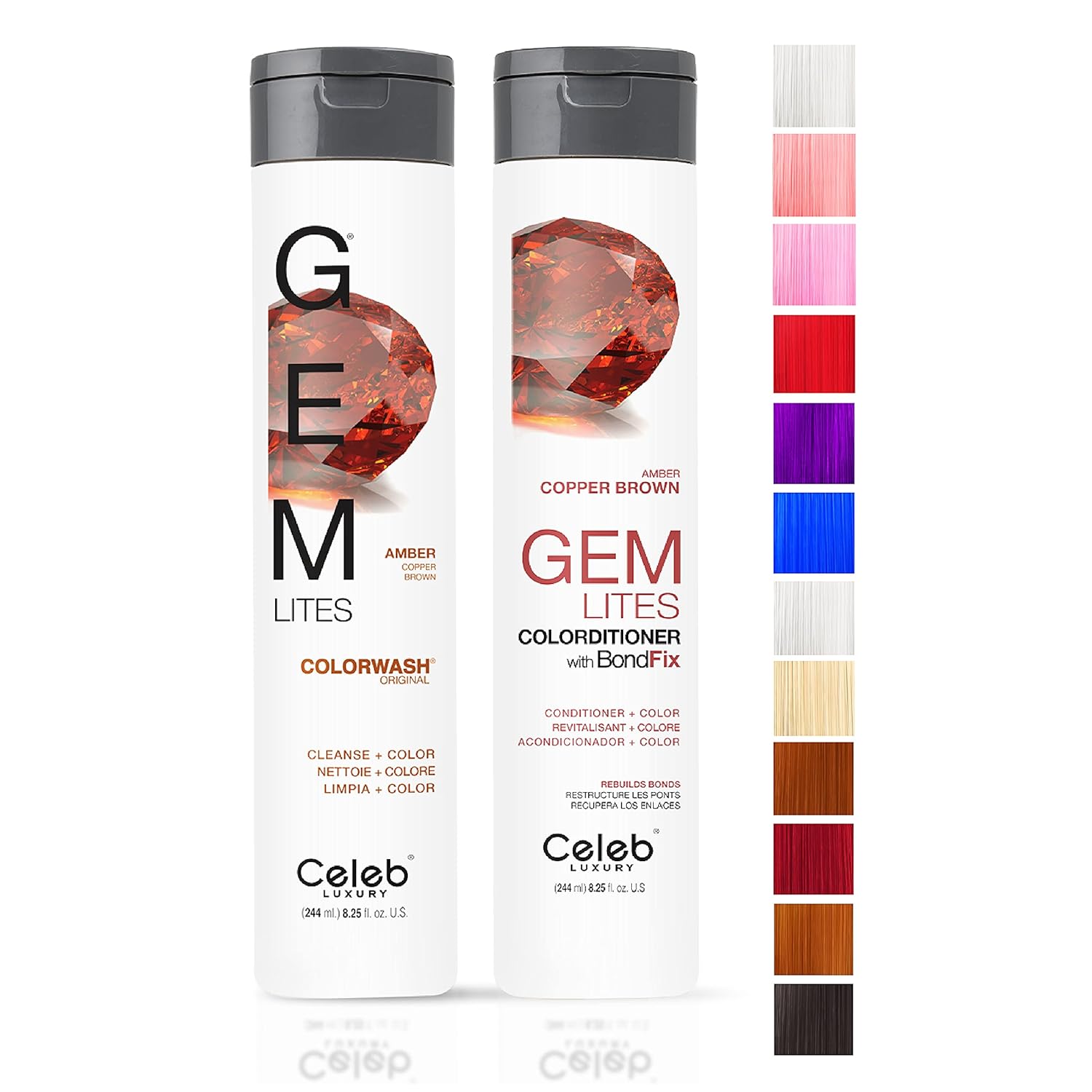 Celeb Luxury Intense Color Depositing Colorwash Shampoo + BondFix Rebuilder, tinte vegano para el cabello, a base de plantas de origen sostenible,