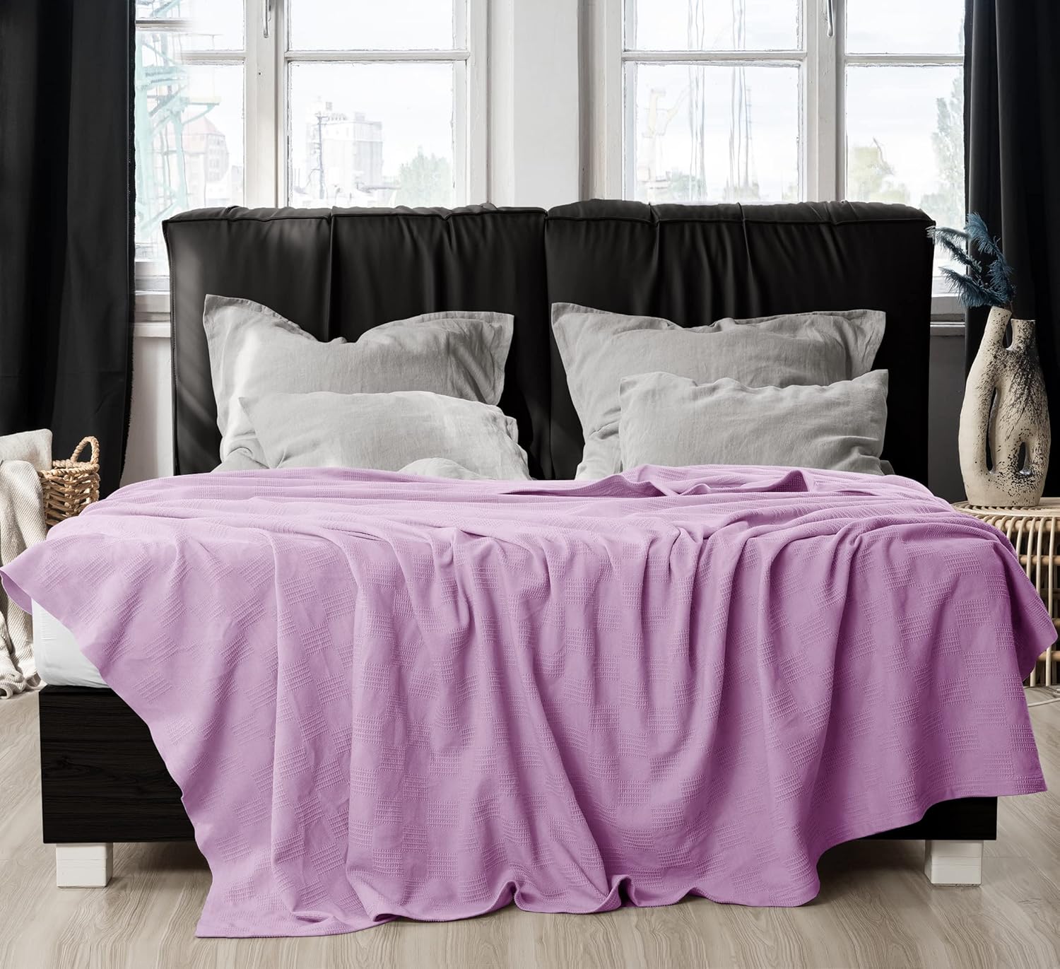 Utopia Bedding Manta 100% algodón (tamaño individual, 90 x 72 pulgadas), manta térmica ligera de 350 GSM, manta térmica suave y transpirable para