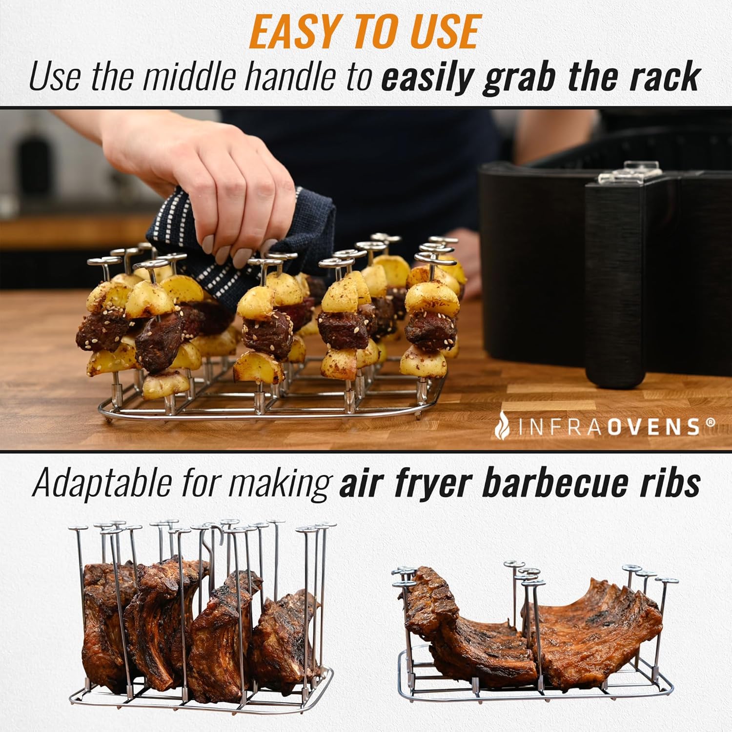 Accesorios para freidora de aire, estante compatible con Instant Pot, Ninja, Power XL, Chefman, Cosori, accesorio de acero inoxidable para cestas