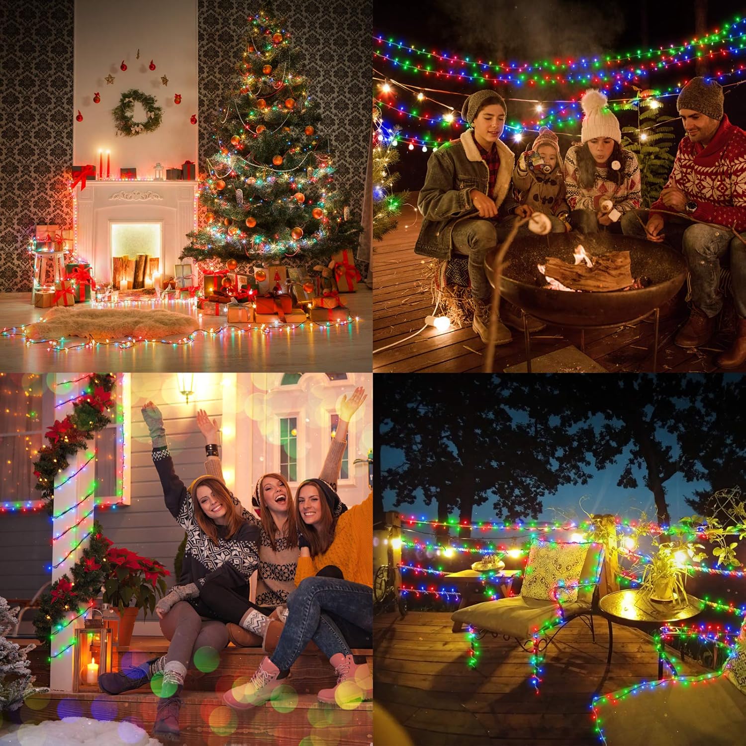 Tira de luces solares de Navidad para exteriores, 2unidades, 72pies, 200LED, 8modos, guirnalda impermeable de luces para jardín, patio, valla,