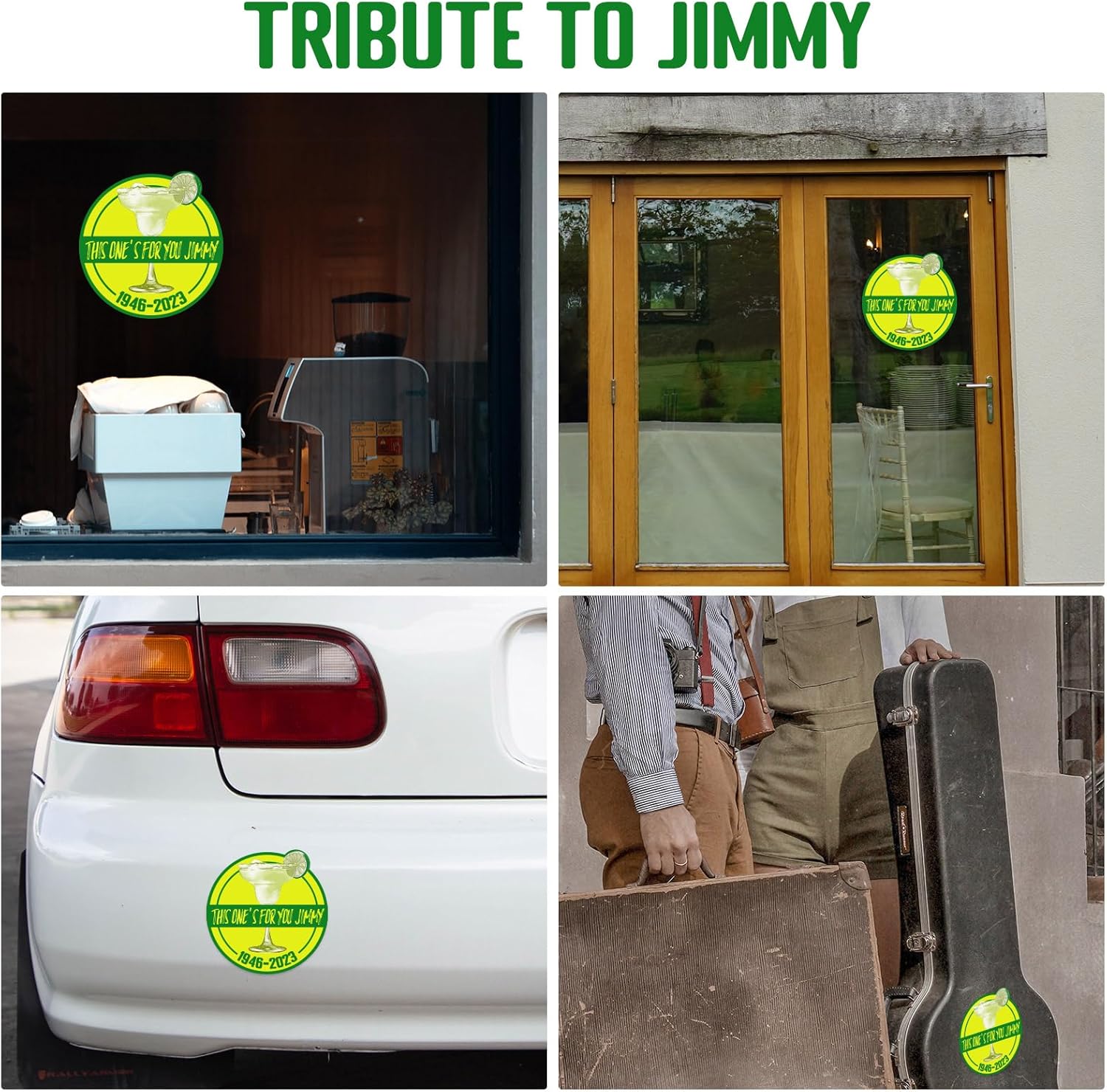 GIURKUU Calcomanías de This One’s for You Jimmy – Paquete de 3 calcomanías de tributo a Jimmy 1946-2023, calcomanías inspiradas en Parrothead para