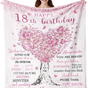 Regalos de cumpleaños número 18 para niñas, decoraciones de cumpleaños número 18, manta de cumpleaños 18 de 50 x 60 pulgadas, regalos de cumpleaños Regalos de cumpleaños número 18 para niñas, decoraciones de cumpleaños número 18, manta de cumpleaños 18 de 50 x 60 pulgadas, regalos de cumpleaños