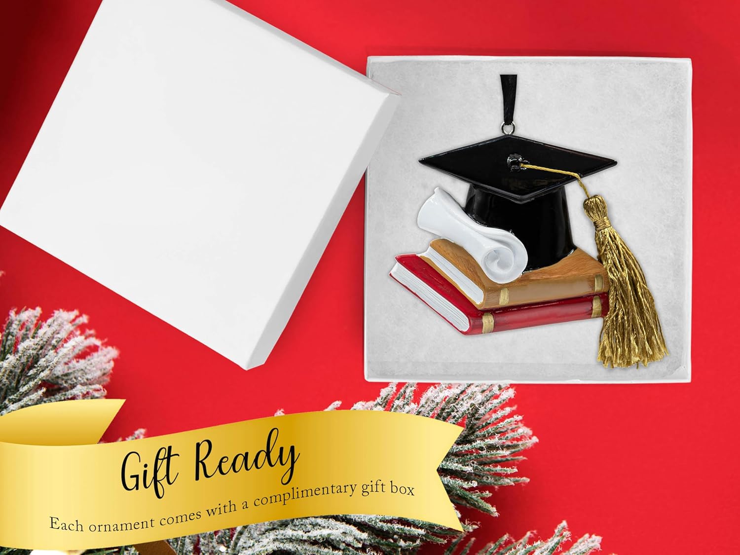 Adorno de Navidad de graduación personalizado 2023  Libros de diploma de graduación y gorra para árbol de Navidad  Regalo de posgrado de maestría de