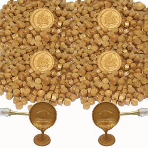 600 cuentas de sellado de cera dorada, cuentas de cera de sellado prémium Andotopee para sellos de sellos, paquete de repuesto de pellets de cera 600 cuentas de sellado de cera dorada, cuentas de cera de sellado prémium Andotopee para sellos de sellos, paquete de repuesto de pellets de cera