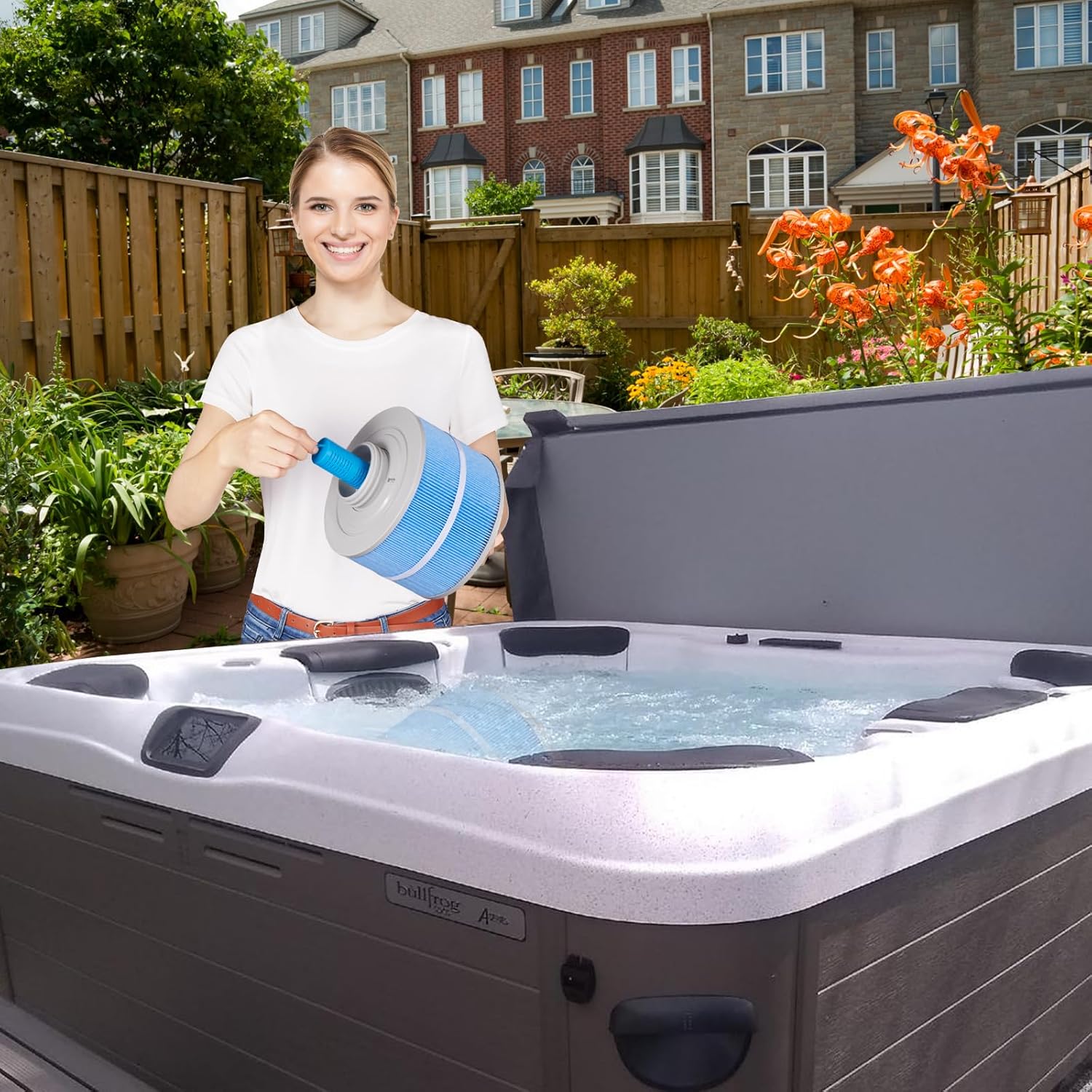 Cartucho mineral para spa compatible con bañera de hidromasaje Bullfrog (1, azul)