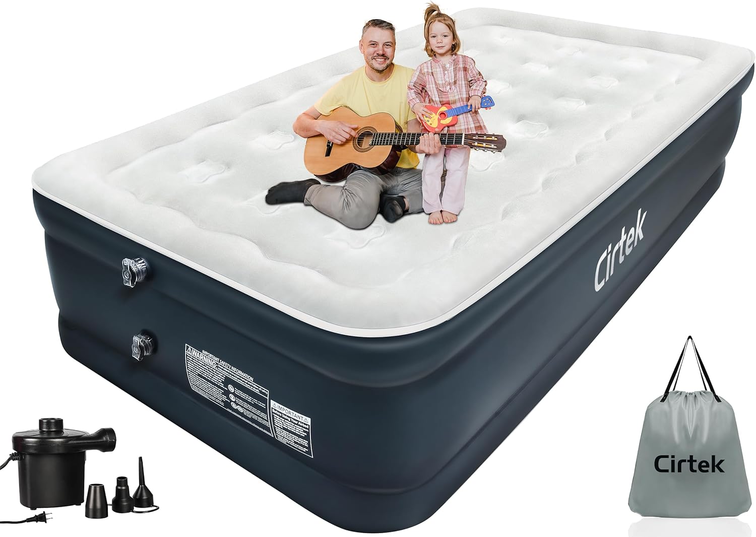 Colchón de aire, colchón inflable individual de 18 pulgadas para campamento, viajes, dormir, colchón inflable de tamaño portátil con bomba