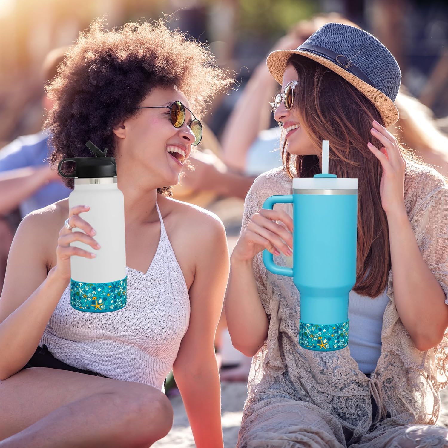 HEYSKAY Base protectora de silicona para funda de maletero de 12 a 40 onzas para vaso Stanley Hydro Flask, Yeti, Simple Modern, accesorios para