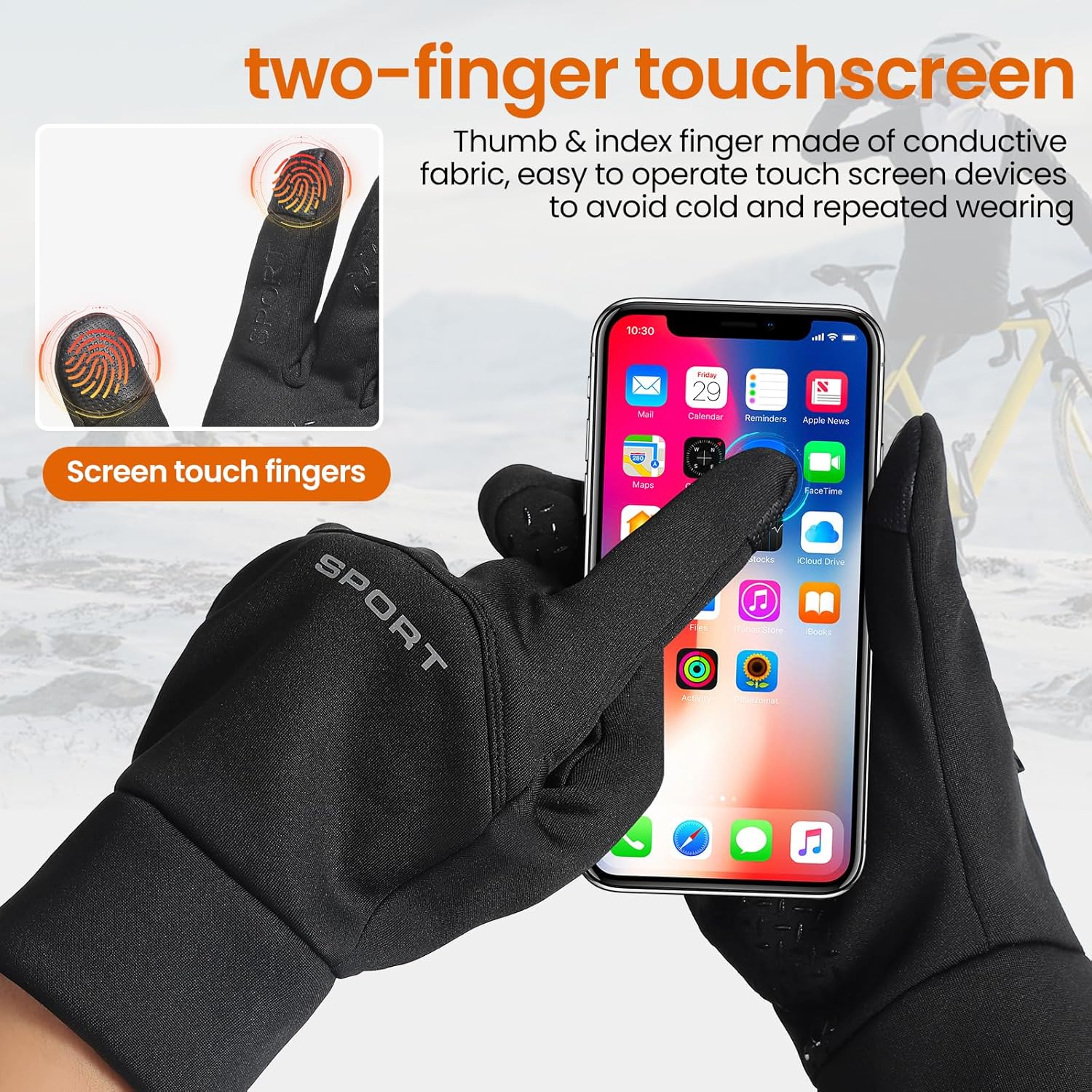 Guantes de invierno para hombre y mujer, resistentes al viento, impermeables, cálidos, para pantalla táctil, para fitness, correr, ciclismo