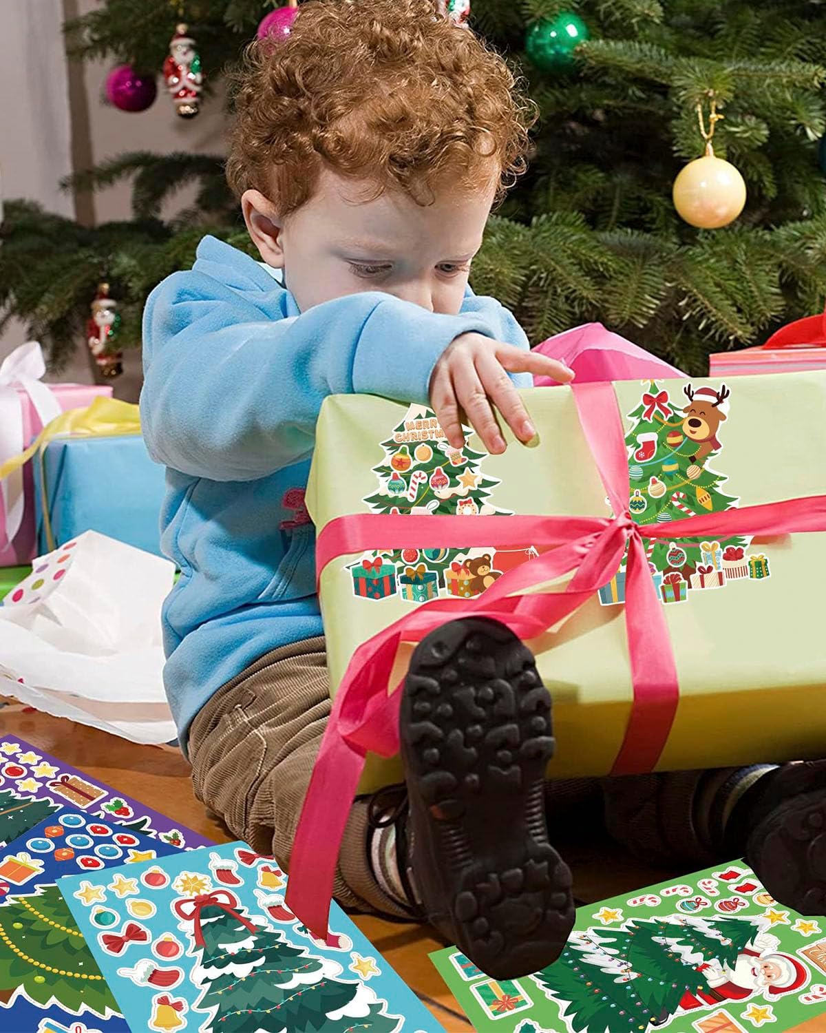 34 calcomanías navideñas que no se repiten  Crea tus propios personajes de Navidad con Papá Noel, reno, árbol de Navidad, muñeco de nieve y mucho