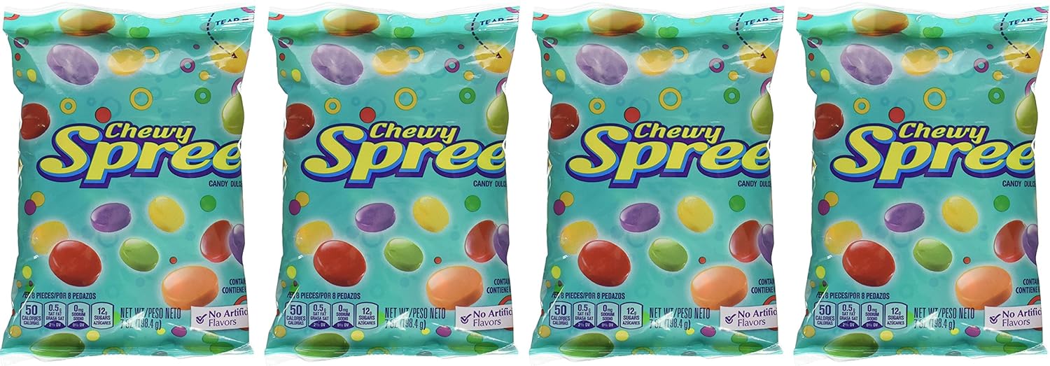 Wonka Chewy Spree – Caramelos con sabor a frutas, sin sabores artificiales, bolsa resellable de 7 onzas (paquete de 3)