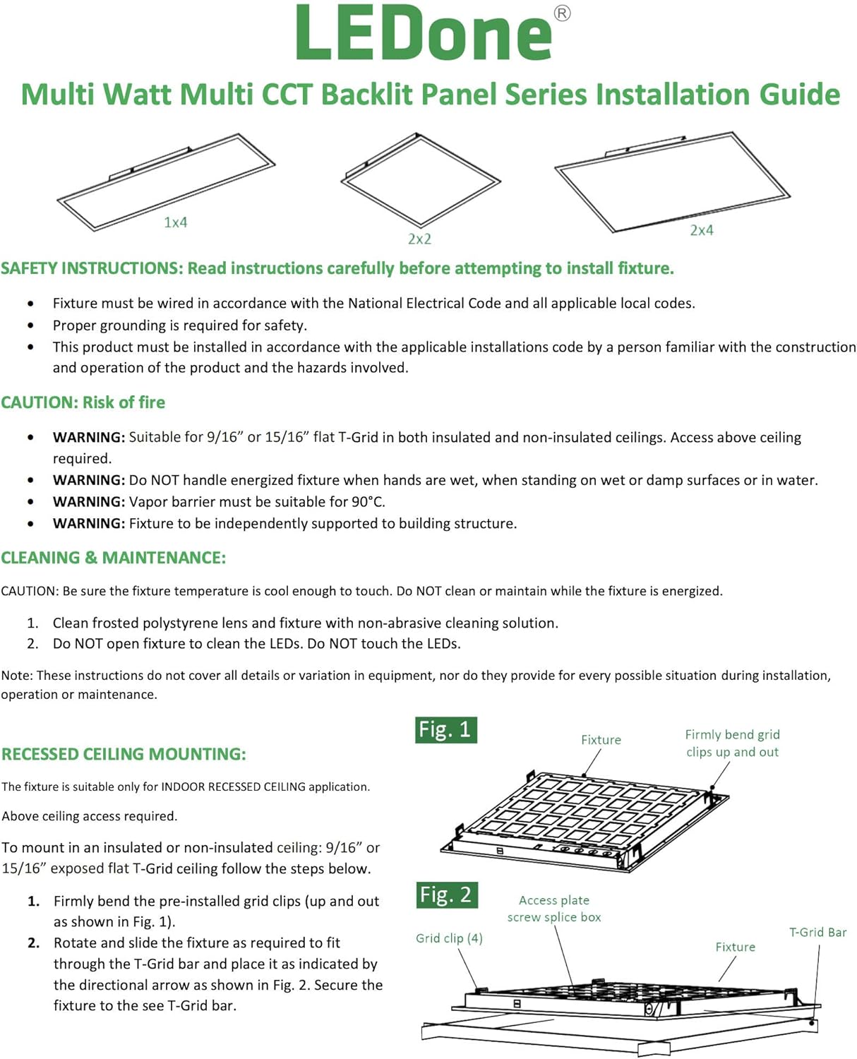 LEDONE – Luz LED de panel plano de 2 x 4 pies, luz de techo empotrada regulable de 0-10 V, potencia de 29343949 W y CCT seleccionable 3500 K4000